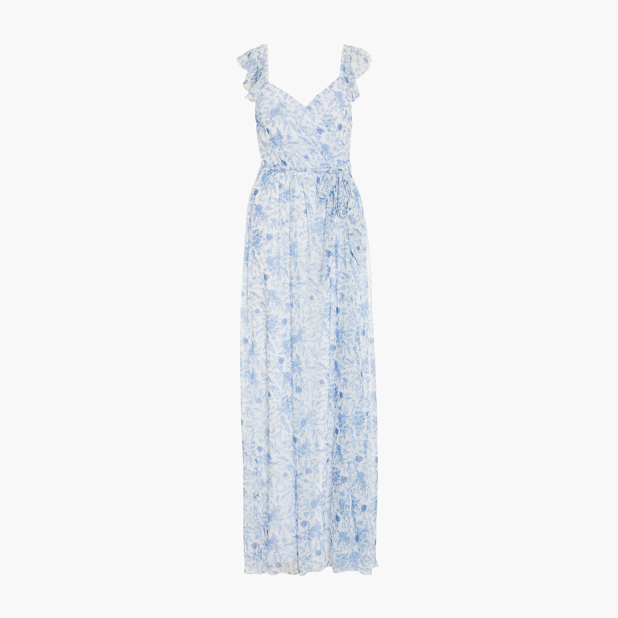 فستان ماكسي نسائي بفتحة جانبية و حزام ربطة مزينة بالزهور مع أزرق اللون من كويز-women-clothing-dresses-image-4