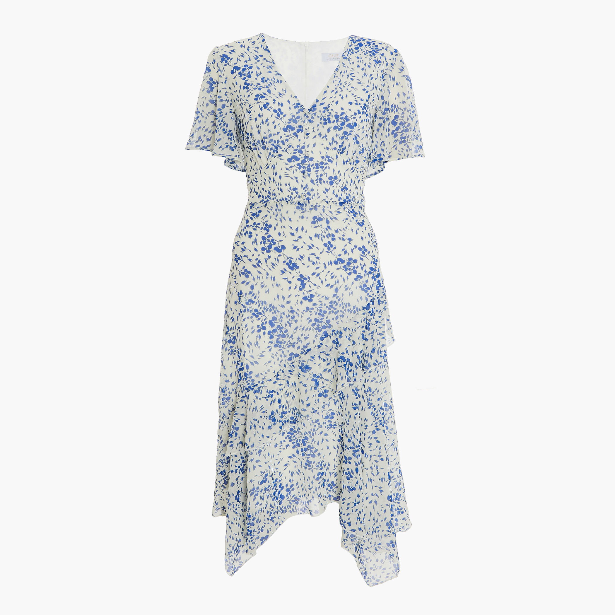 Quiz Women White Printed V-Neck Hankey Hem Dress-women-clothing-dresses-image-4