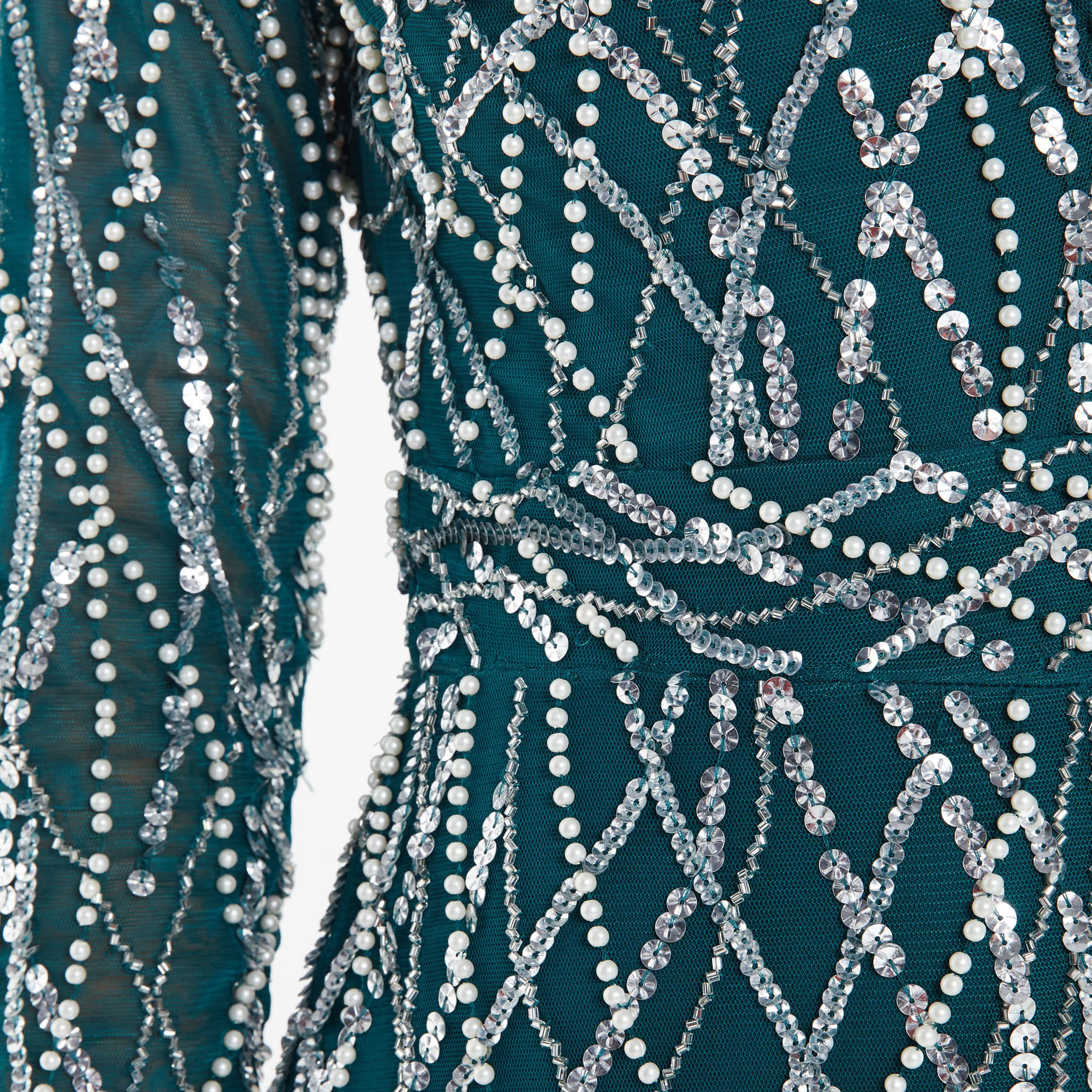 Quiz Sequins V-Neck Slit Maxi Dress-women-clothing-dresses-image-3
