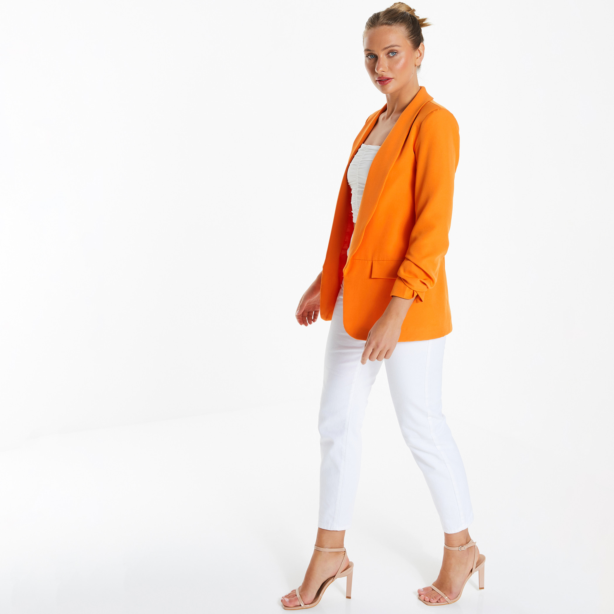 Orange check cheap blazer