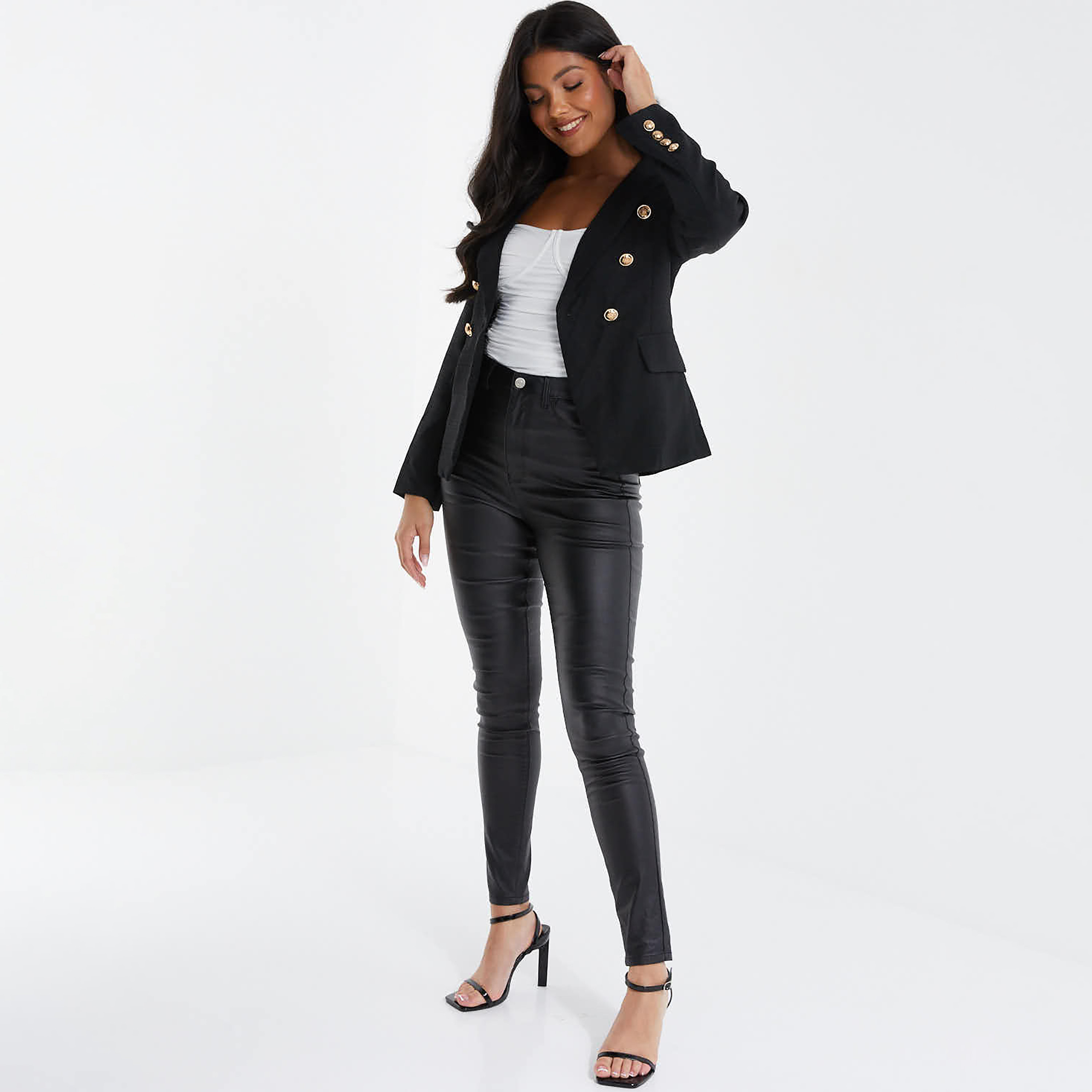 Quiz Plain Blazer with Flap Pockets-women-clothing-coatsandjackets-blazers-image-2