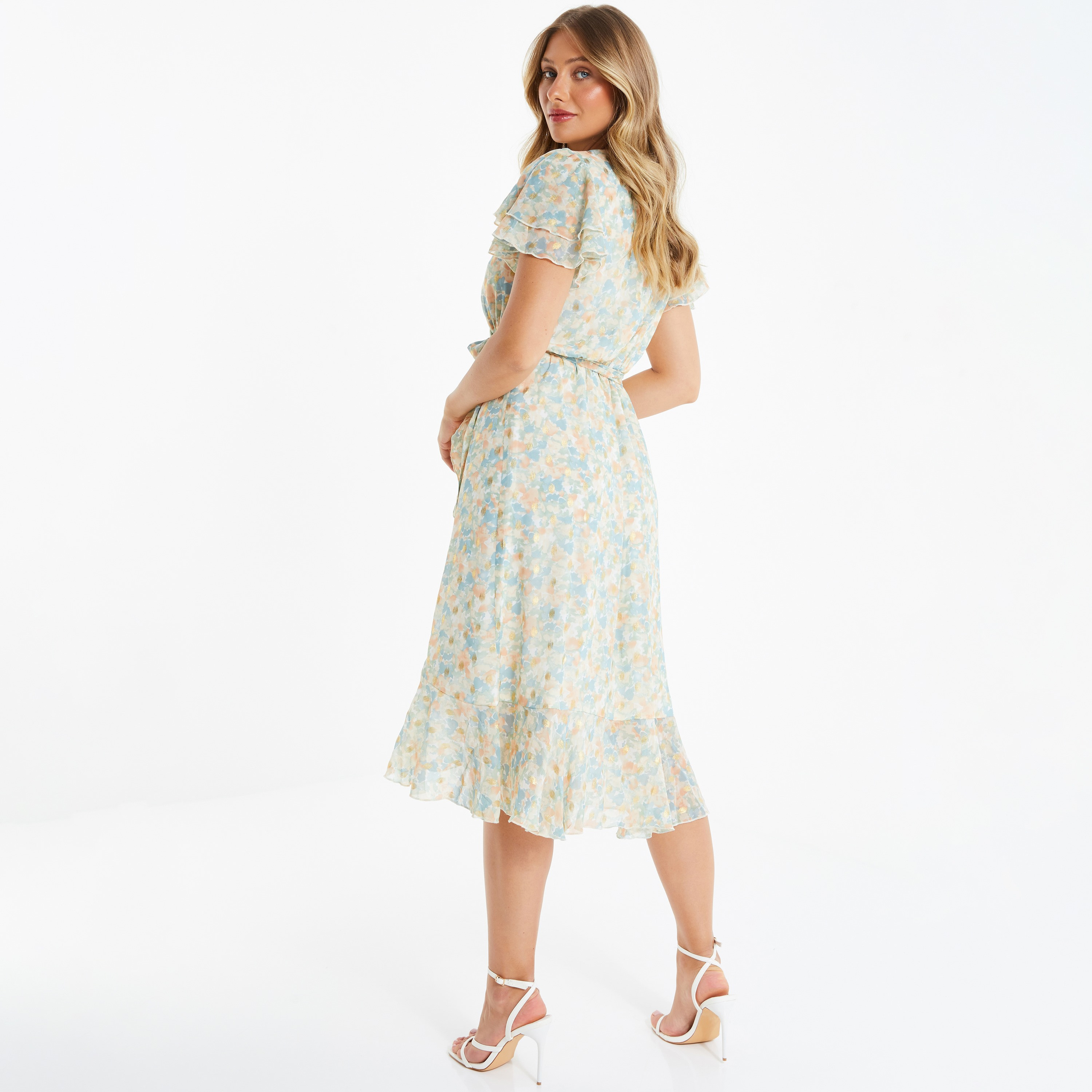 فستان متوسط الطول ملفوف مطبوعة بالزهور من كويز-women-clothing-dresses-image-3