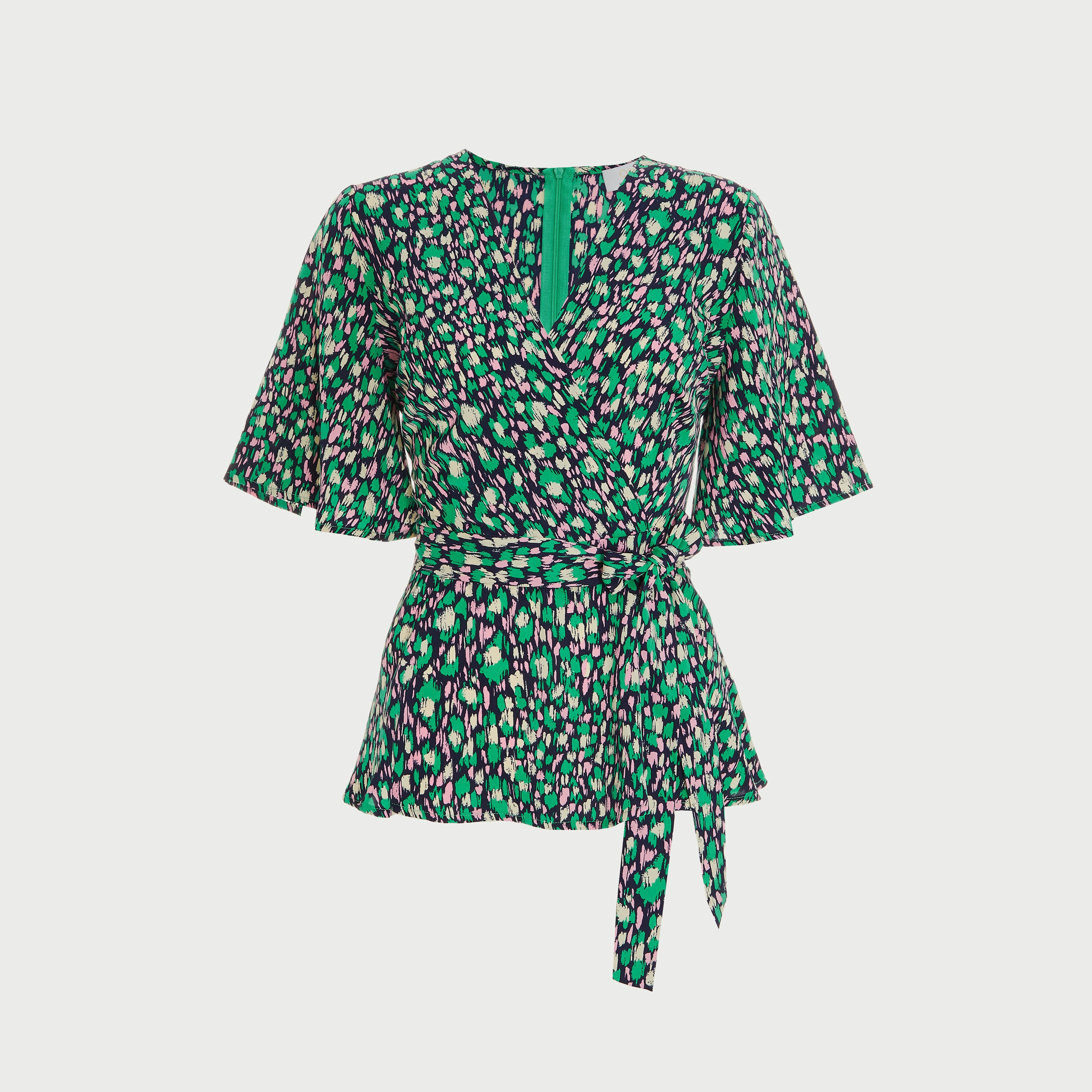 كويز - بلوزة لف بكشكش وياقة V وبدون أكمام - نقشة حيوانات-women-clothing-shirtsandblouses-blouses-image-3