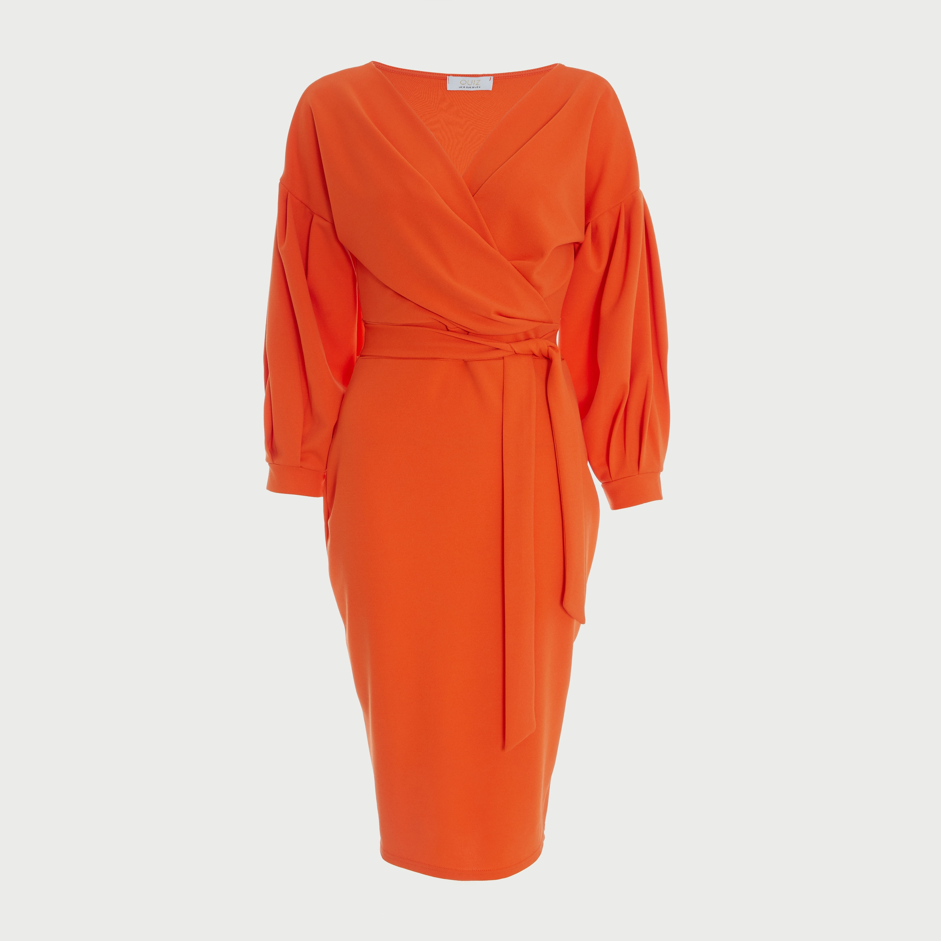 كويز - فستان سادة لف بطول للركبة وياقة V-women-clothing-dresses-image-4