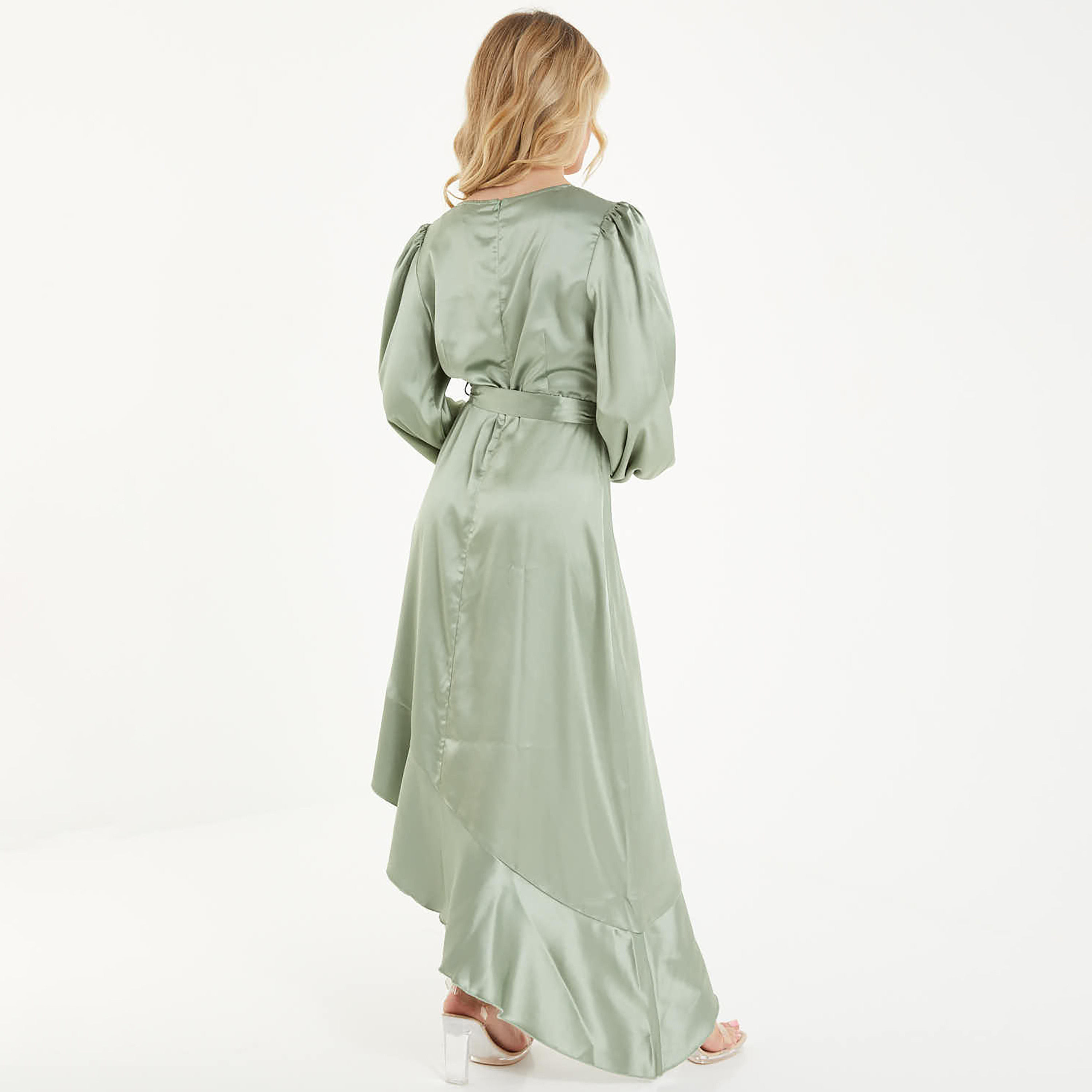 Quiz Plain V-Neck Wrap Asymmetric Midi Dress-women-clothing-dresses-image-4