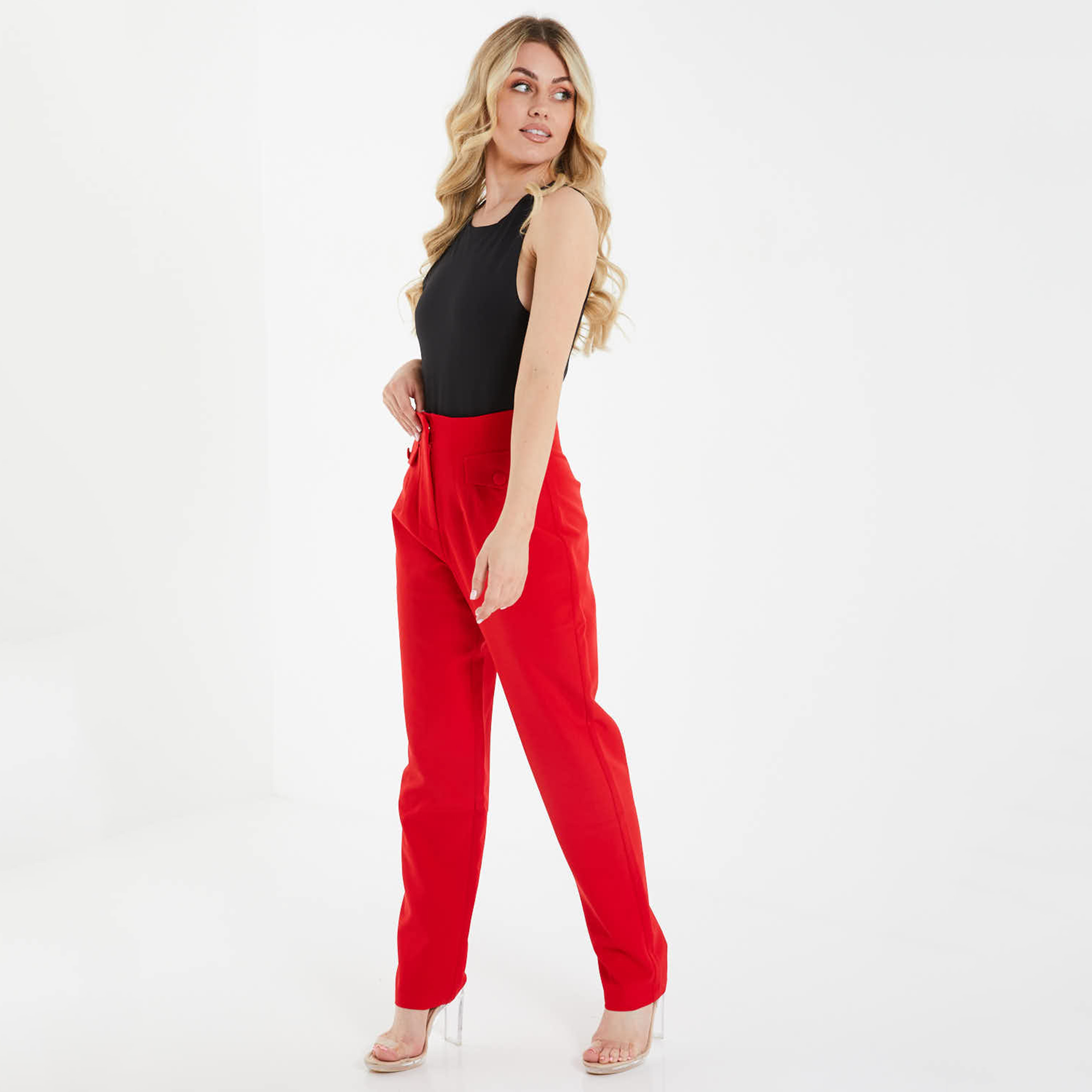 Quiz Plain High Waist Trousers-women-clothing-trousers-image-2