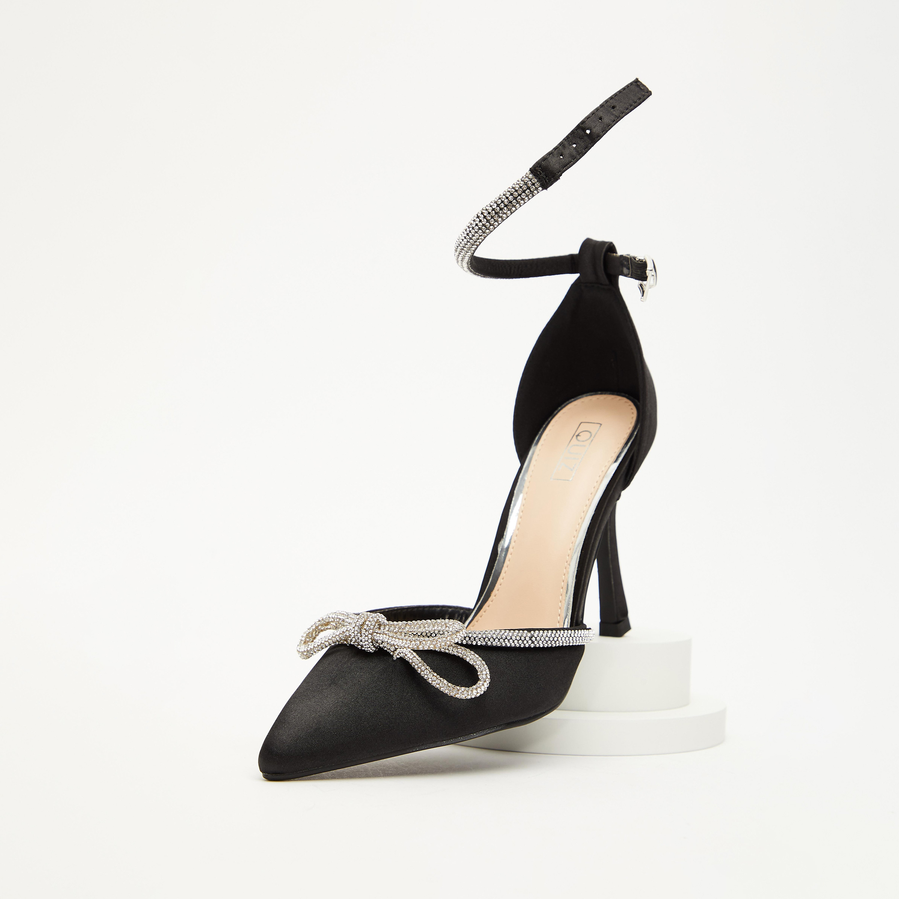 Quiz Women's Diamante Bow Stiletto Court Heels-women-shoes-heels-image-3