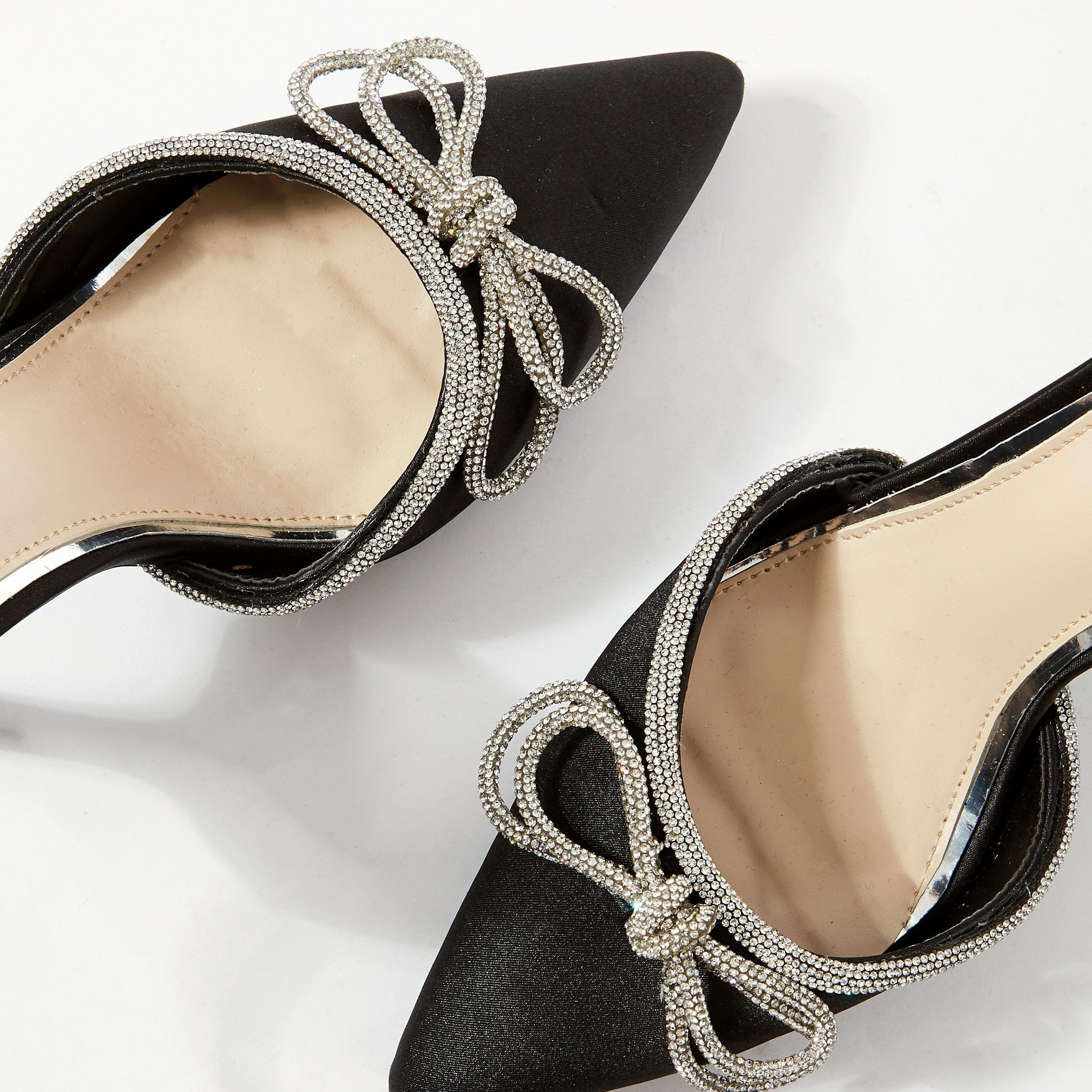 Quiz Women's Diamante Bow Stiletto Court Heels-women-shoes-heels-image-4