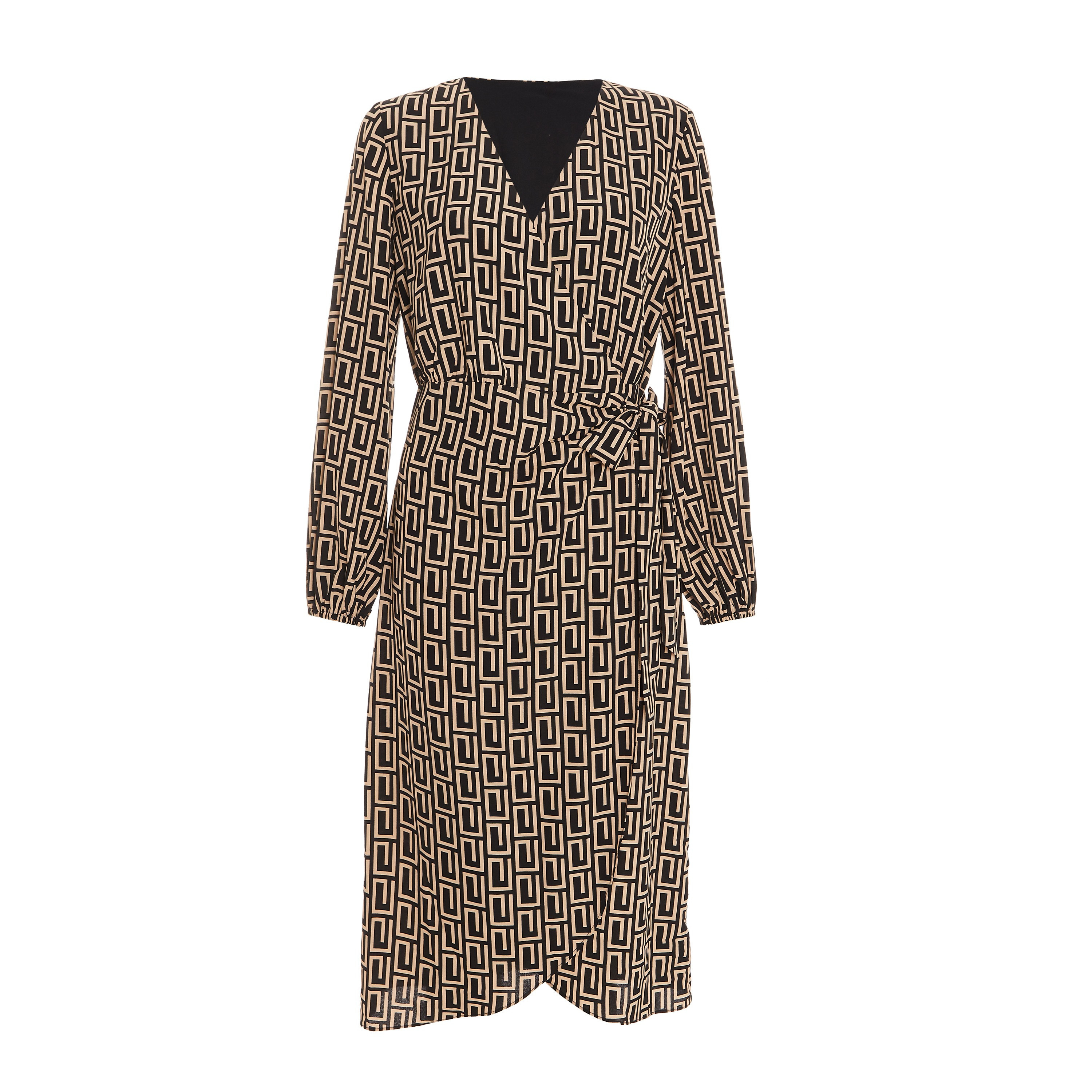 Quiz Geometric V-Neck Wrap Midi Dress-women-clothing-dresses-image-5