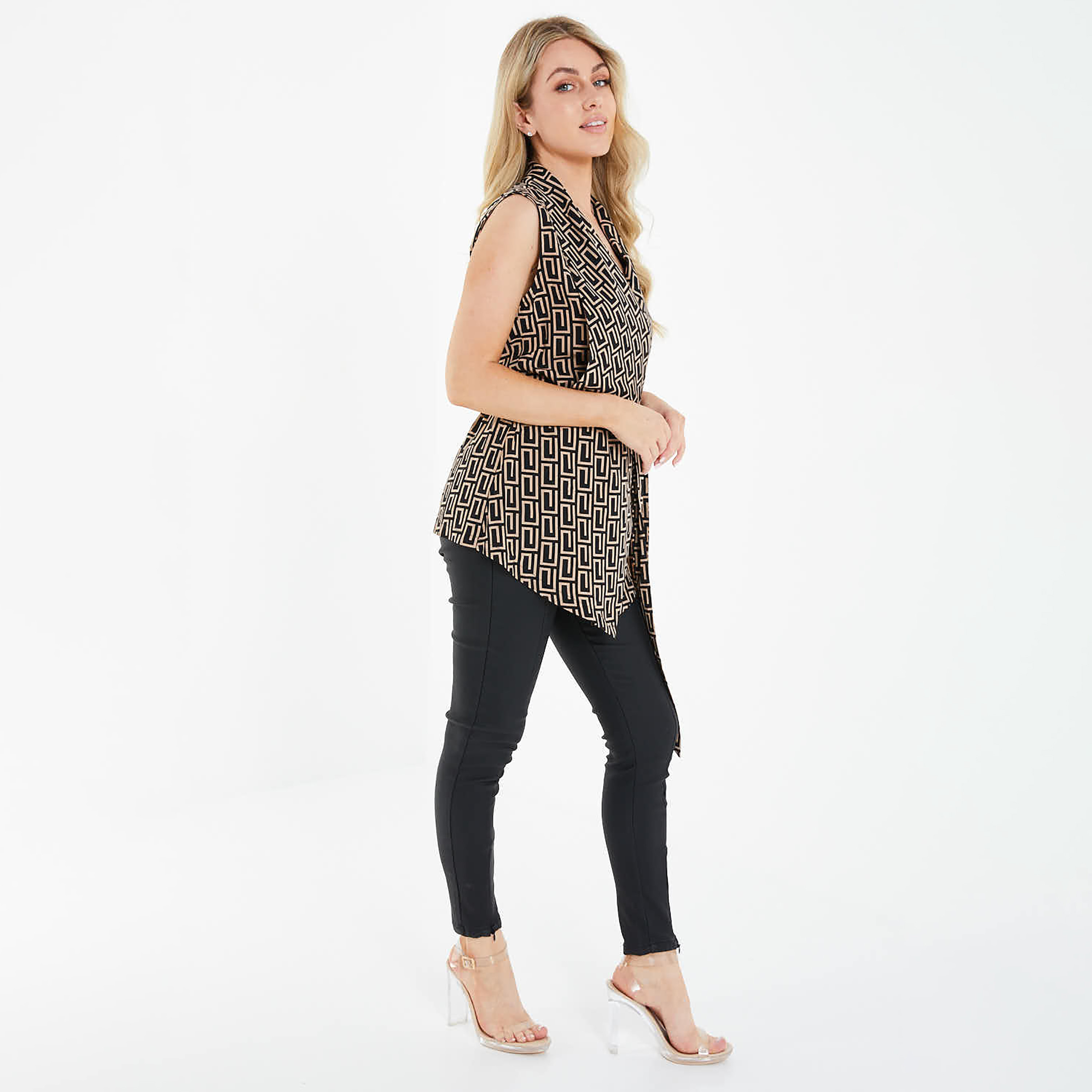Quiz Geometric Sleeveless Wrap Waistcoat-women-winterwear-coatsandjackets-coats-image-2