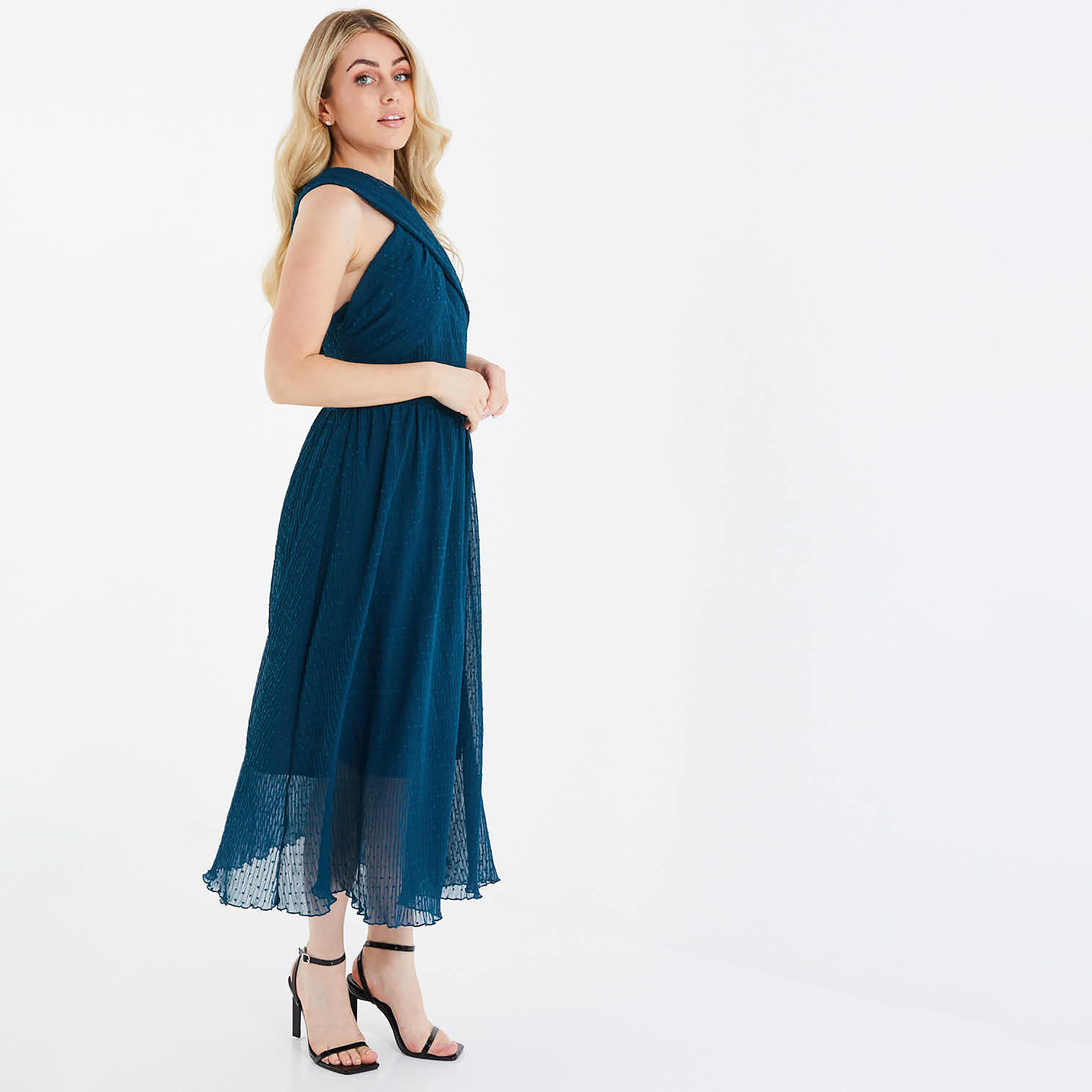 Quiz Textured Halter Neck Maxi Dress-women-clothing-dresses-image-2