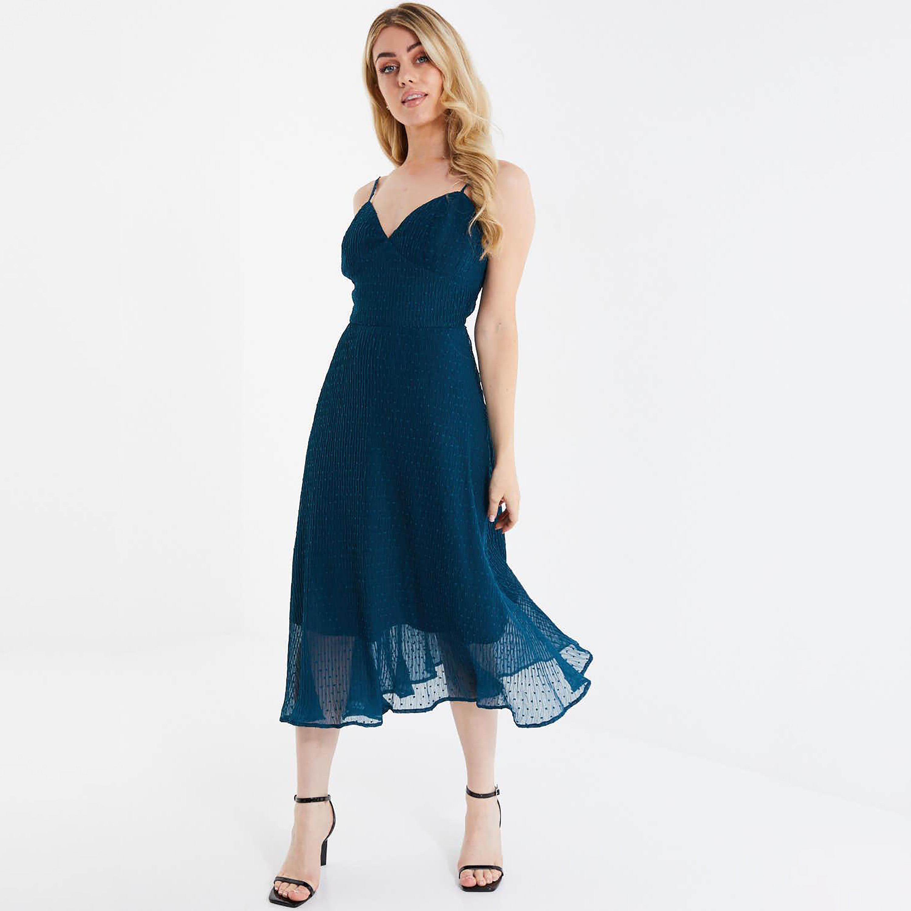 فستان ميدي بأشرطة كتف بتصميم ذاتي على شكل ايه من كويز-women-clothing-dresses-image-1