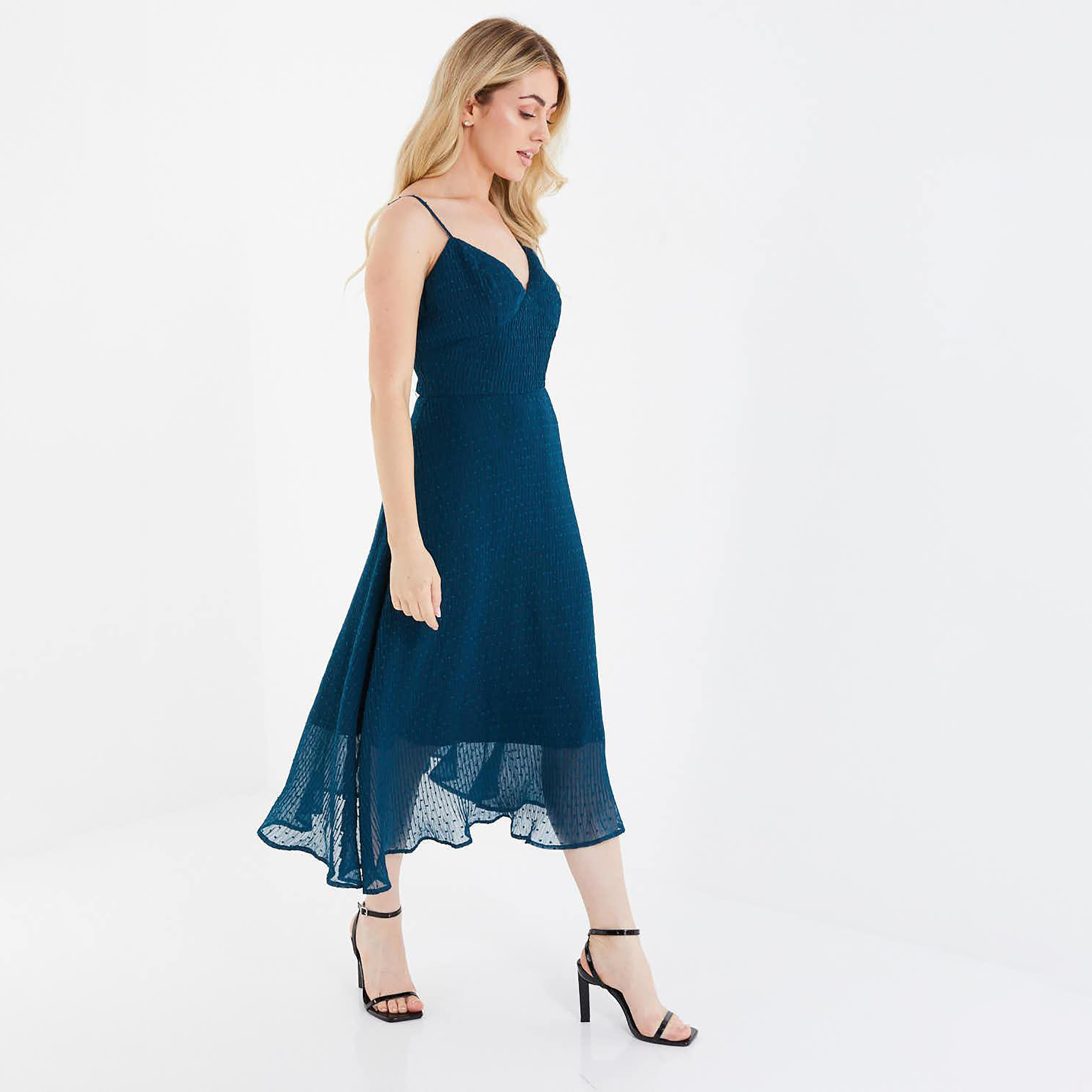 فستان ميدي بأشرطة كتف بتصميم ذاتي على شكل ايه من كويز-women-clothing-dresses-image-2