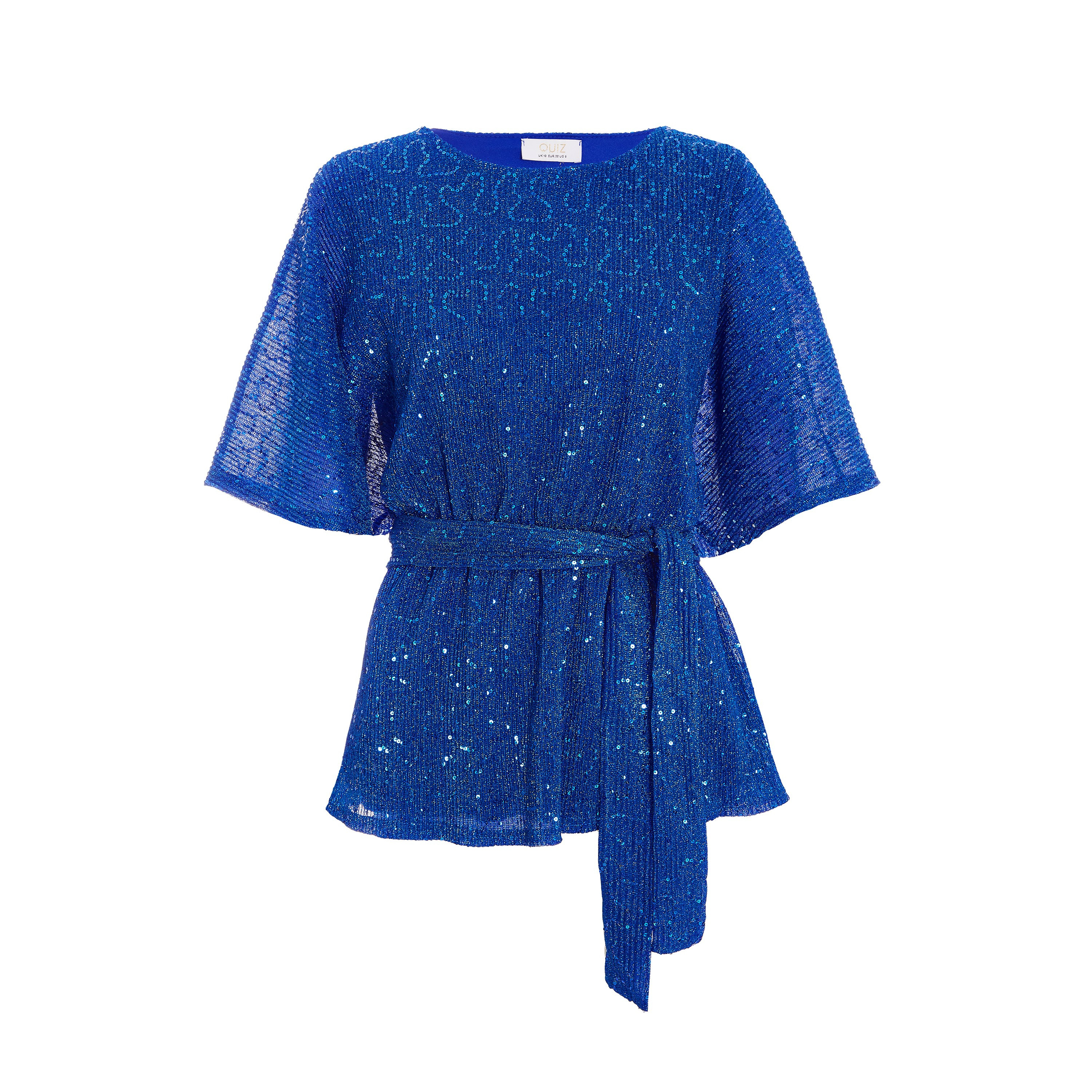 كويز - بلوزة كشكش بحزام ربط وياقة مستديرة - ترتر-women-clothing-shirtsandblouses-blouses-image-5