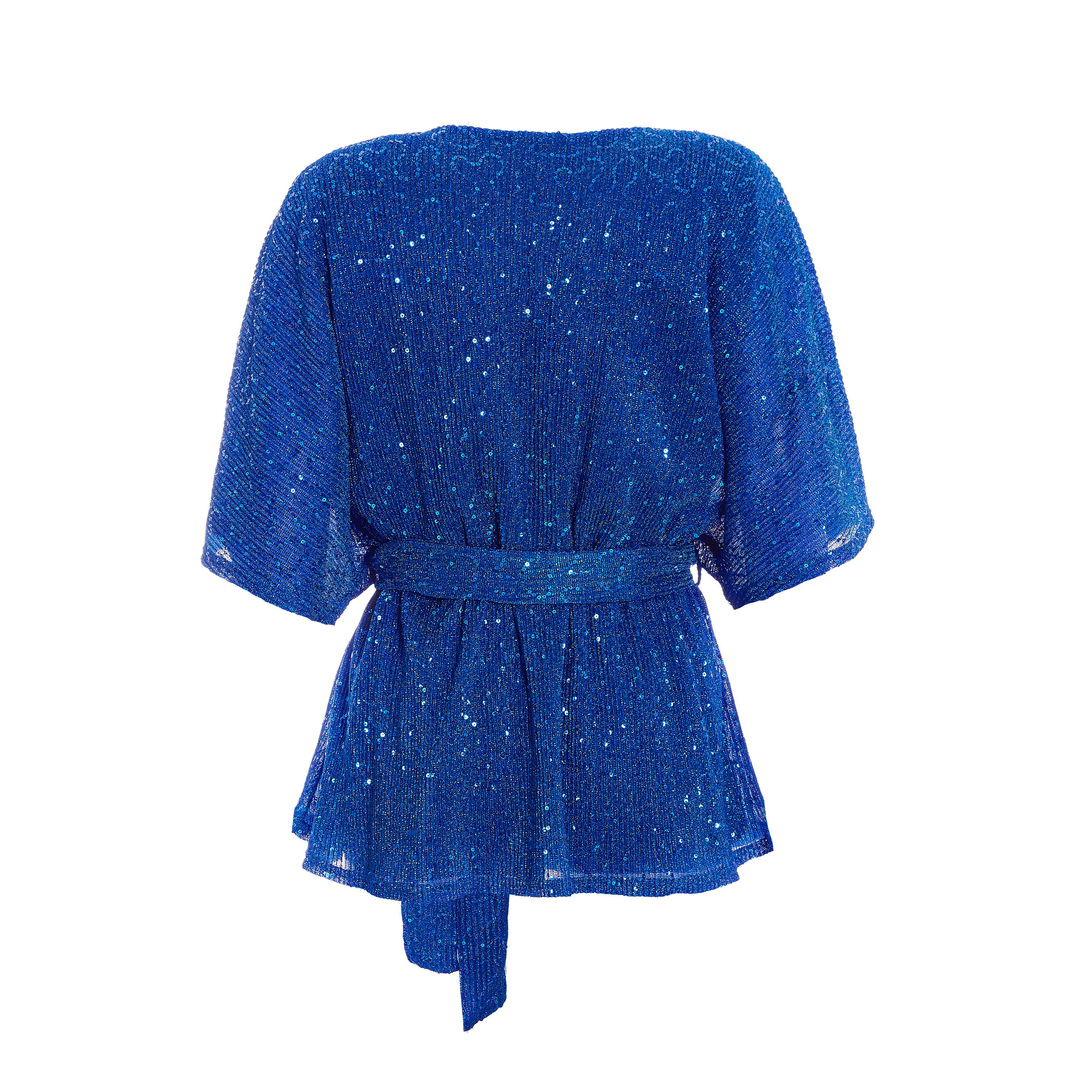 كويز - بلوزة كشكش بحزام ربط وياقة مستديرة - ترتر-women-clothing-shirtsandblouses-blouses-image-6