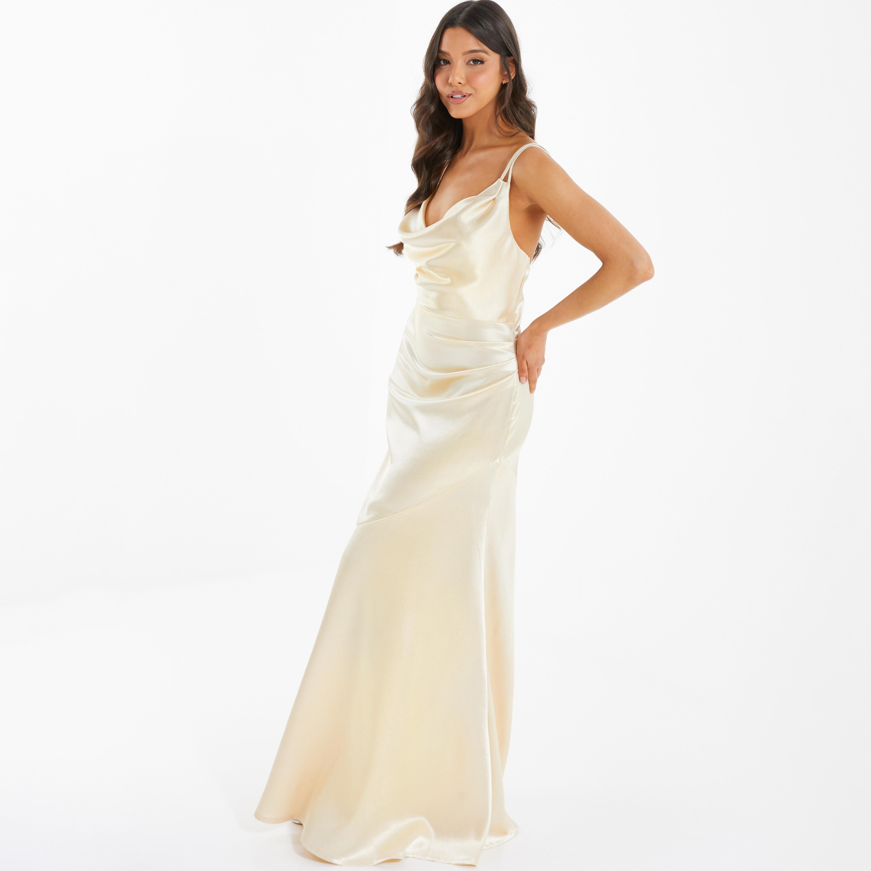 Quiz Satin Plain Cowl Neck Maxi Dress-women-clothing-dresses-image-2