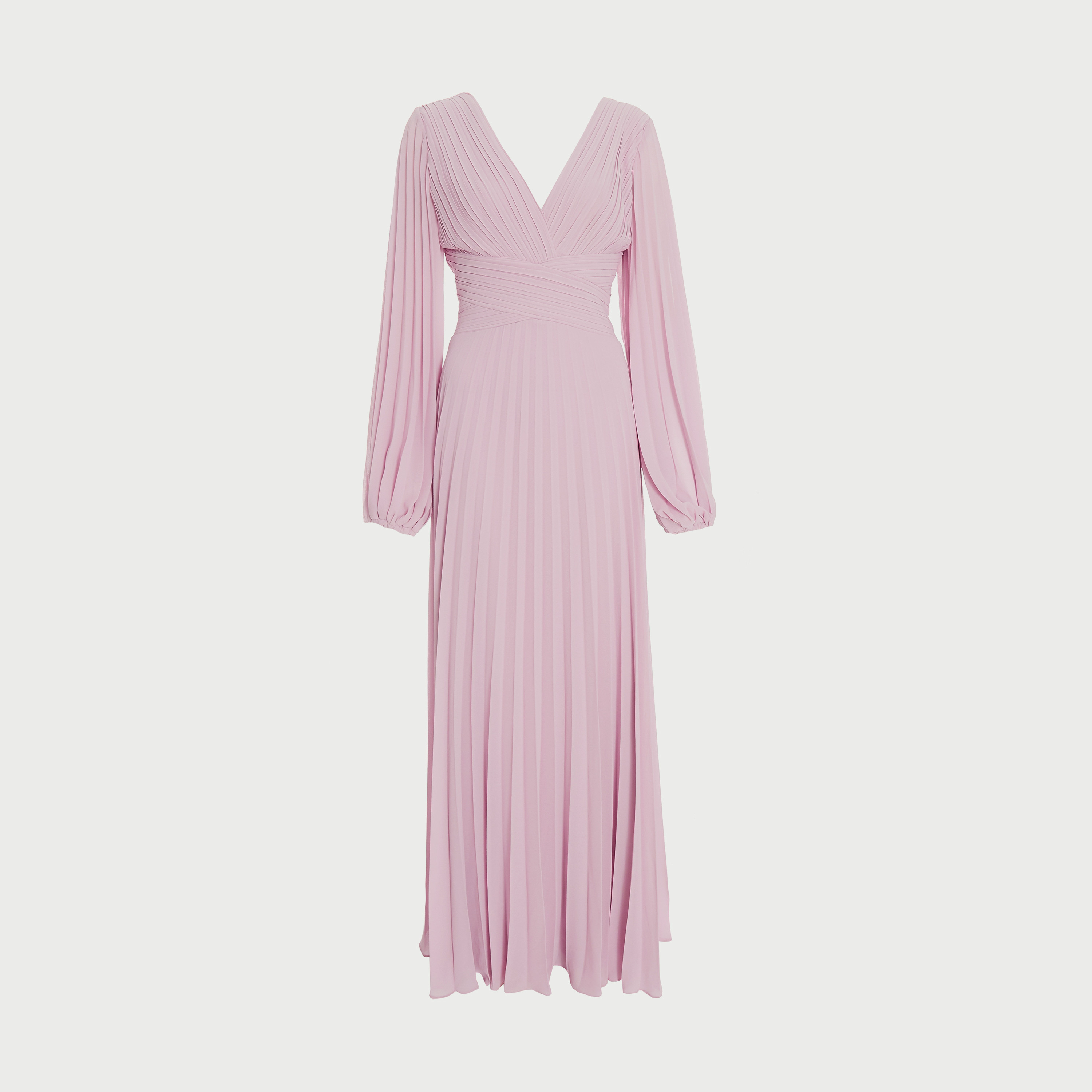  فستان ماكسي مطوي برقبة على شكل فى ذو مطويات من كويز ساتان-women-clothing-dresses-image-4