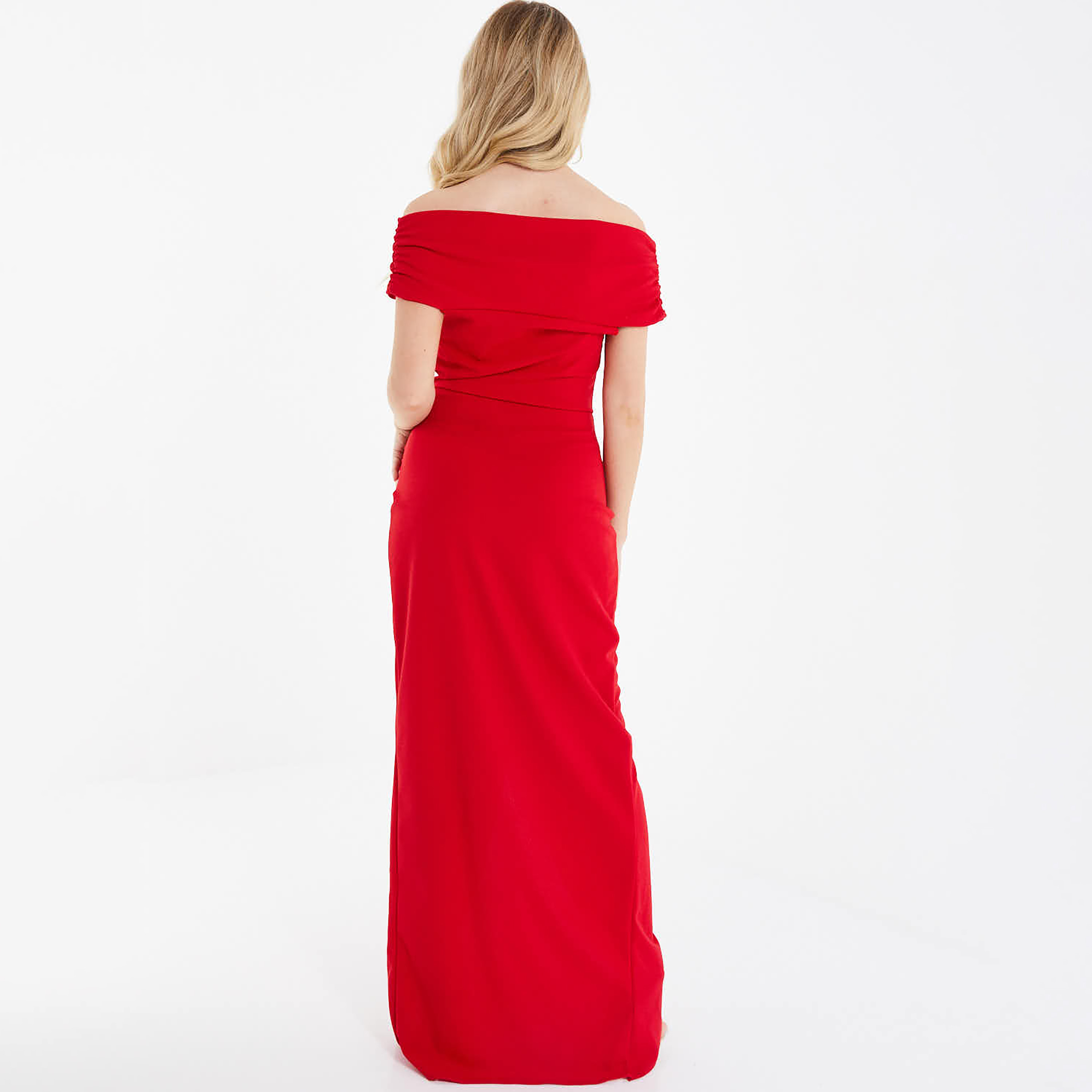 كويز - فستان ماكسي بياقة باردو أكتاف مشكوفة - سادة-women-clothing-dresses-image-4