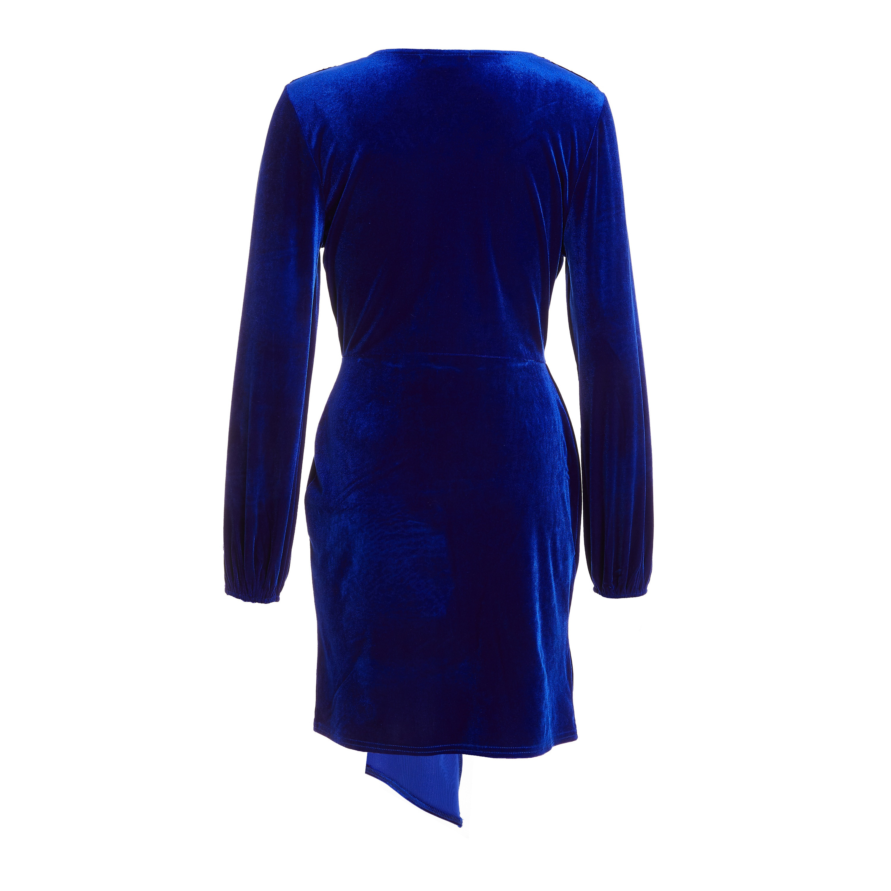 كويز - فستان سادة قصير وضيق وياقة V-women-clothing-dresses-image-6