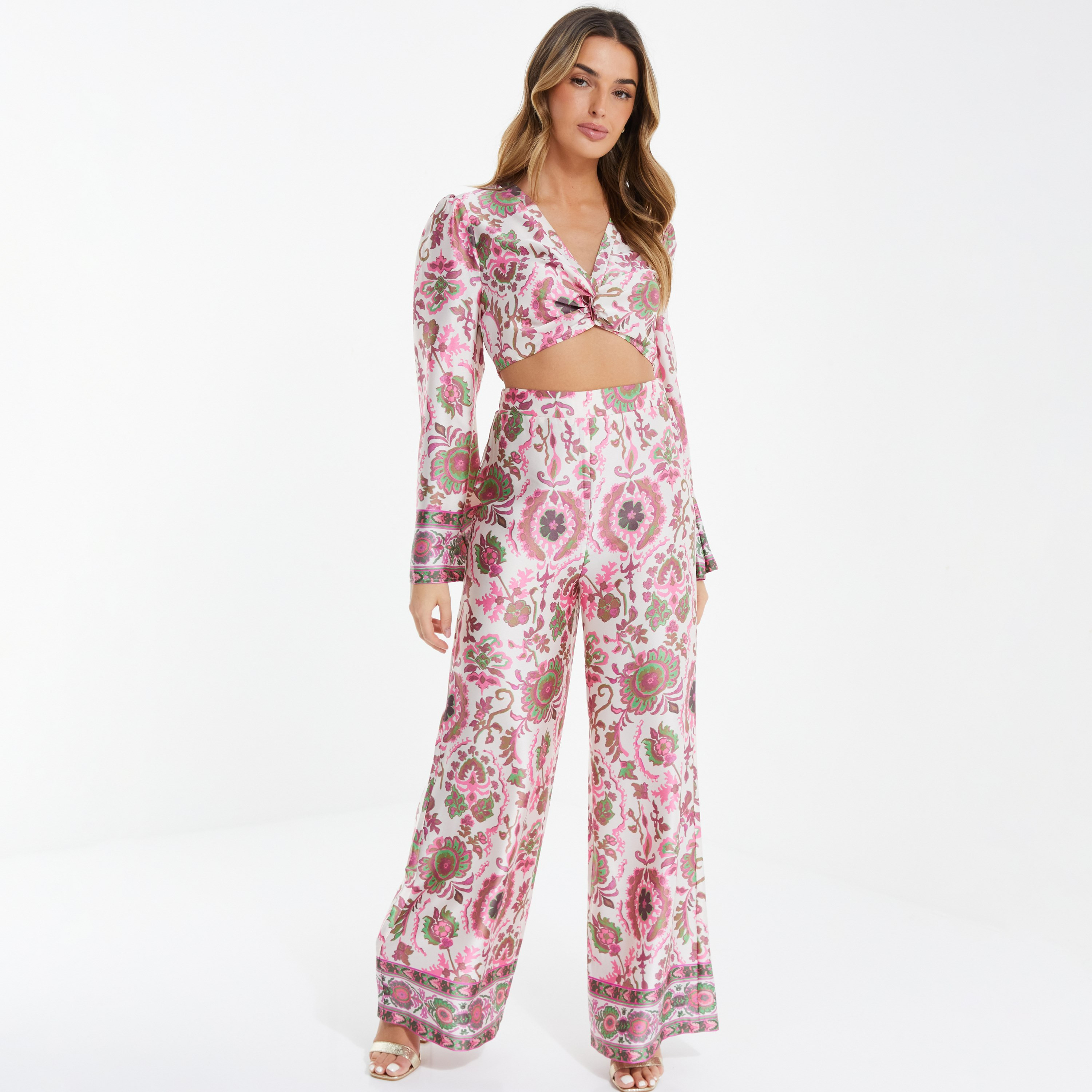 بالازو سادة بيزلي بخصر مرتفع من كويز -women-clothing-bottoms-trousers-image-2