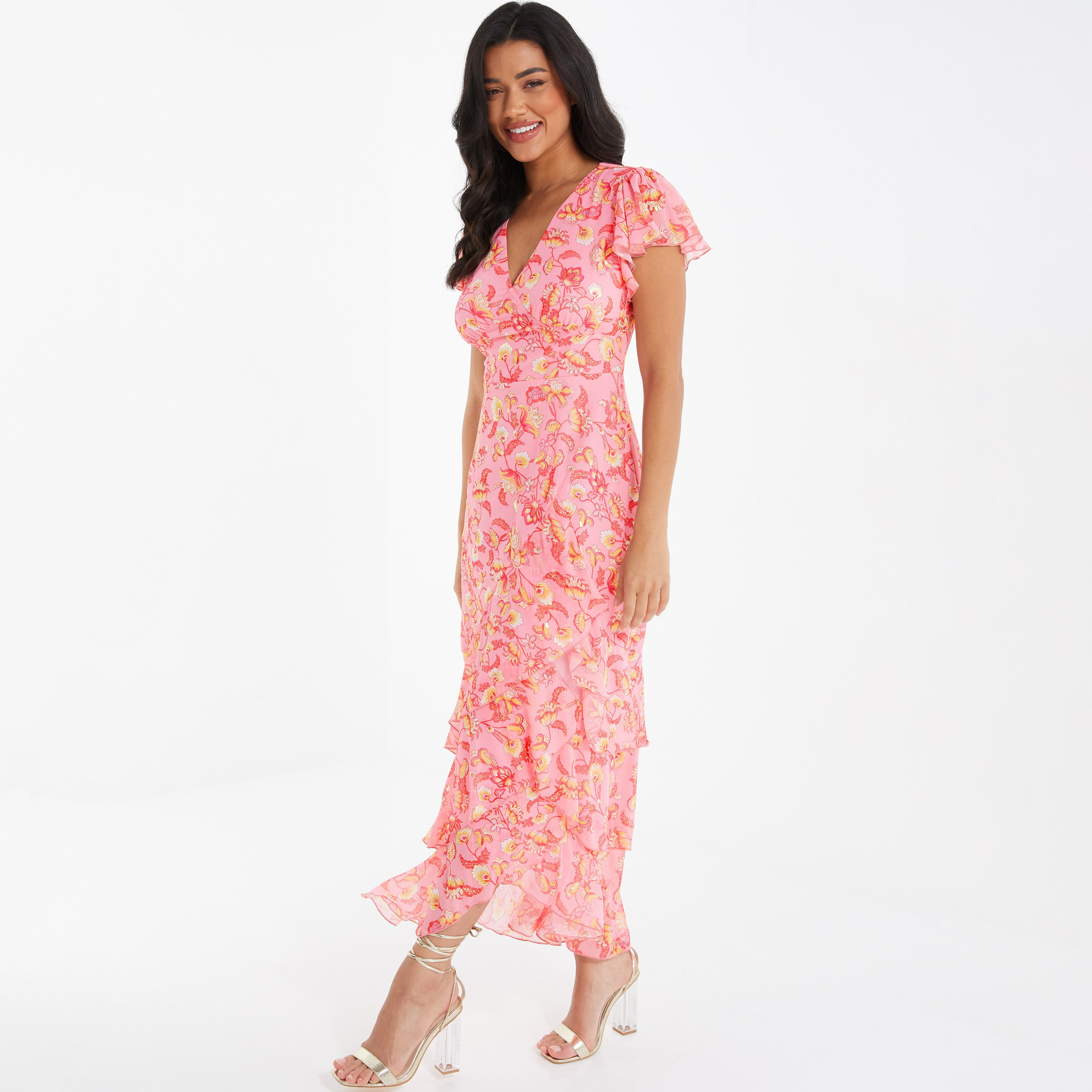 Quiz Floral V-Neck Maxi Dress-women-clothing-dresses-image-1