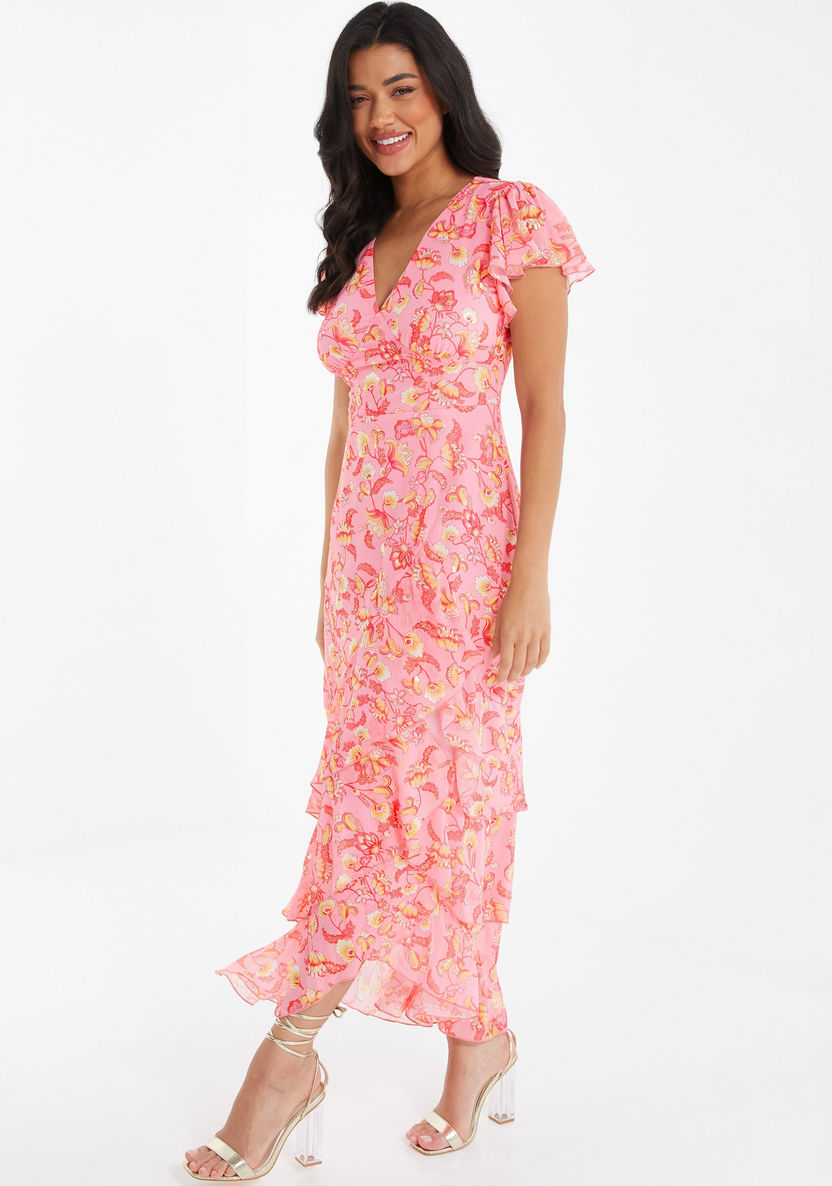 Buy Women's Quiz Floral V-Neck Maxi Dress Online | Centrepoint Kuwait