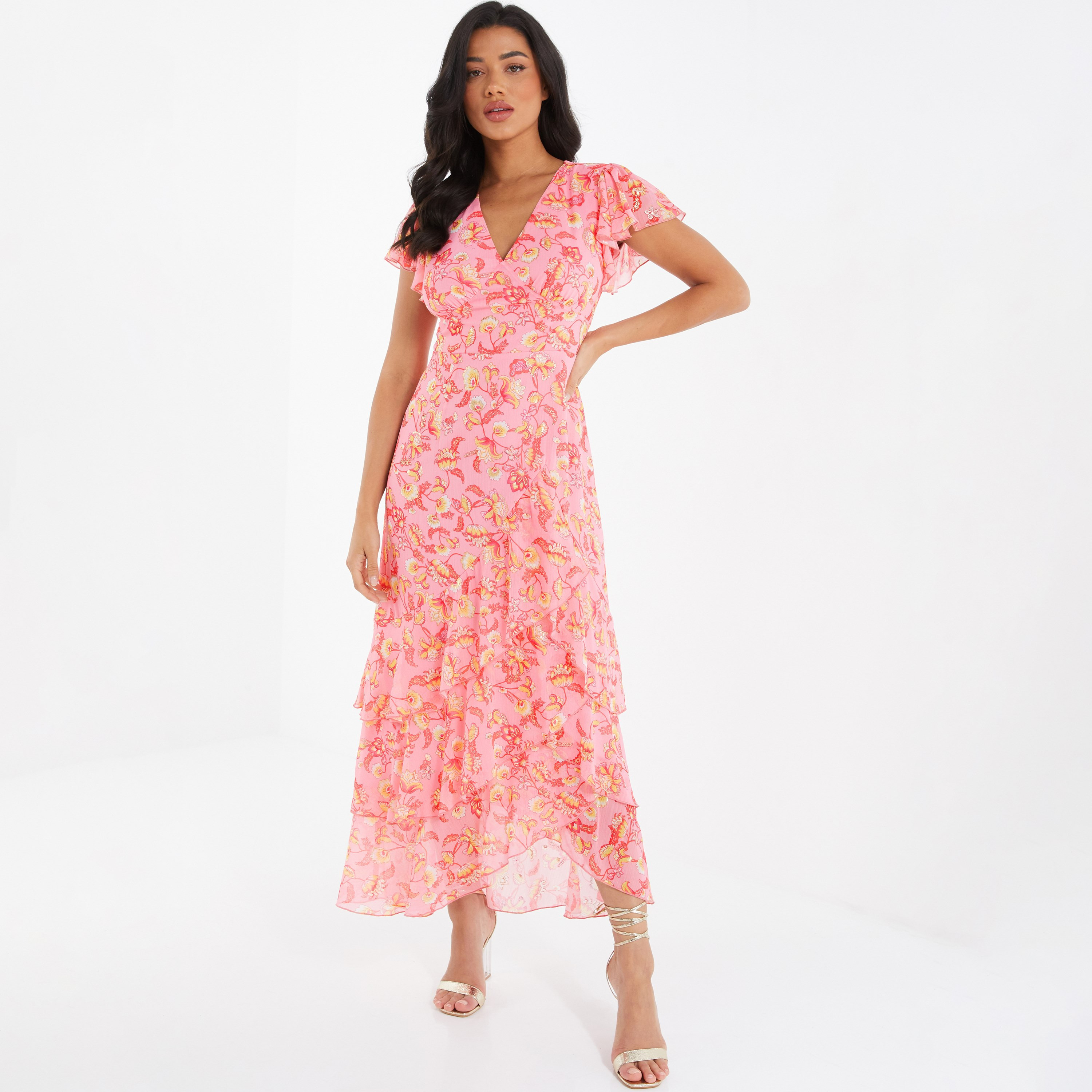 Quiz Floral V-Neck Maxi Dress-women-clothing-dresses-image-2
