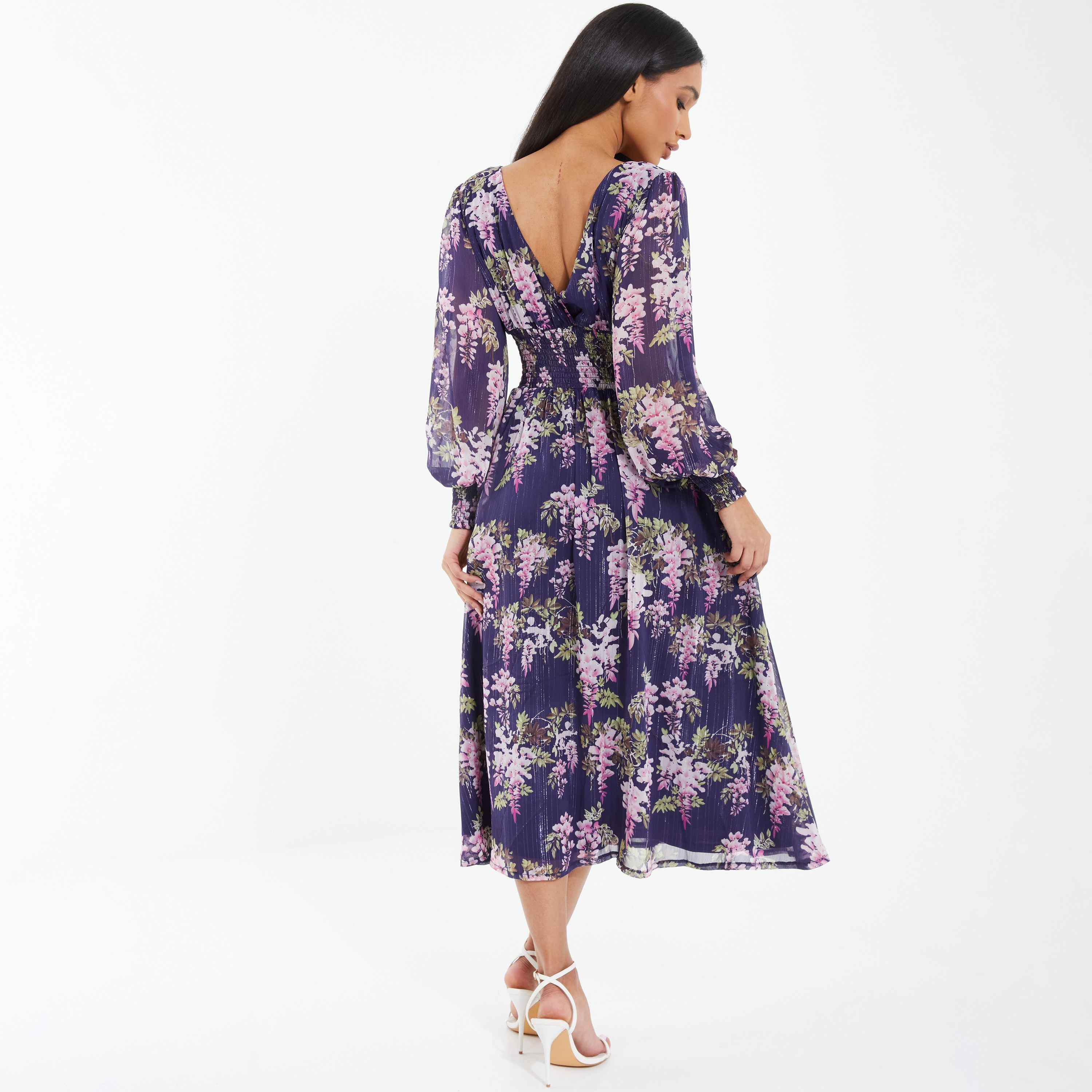 كويز - فستان بطول متوسط طبقات وياقة V - مورد-women-clothing-dresses-image-3