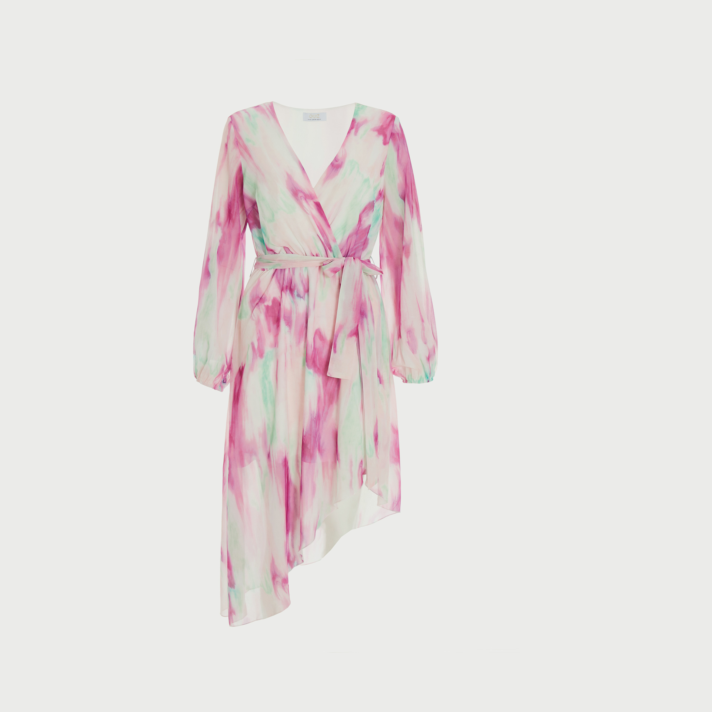 كويز - فستان لف بطول متوسط وياقة V - مصبوغ-women-clothing-dresses-image-4