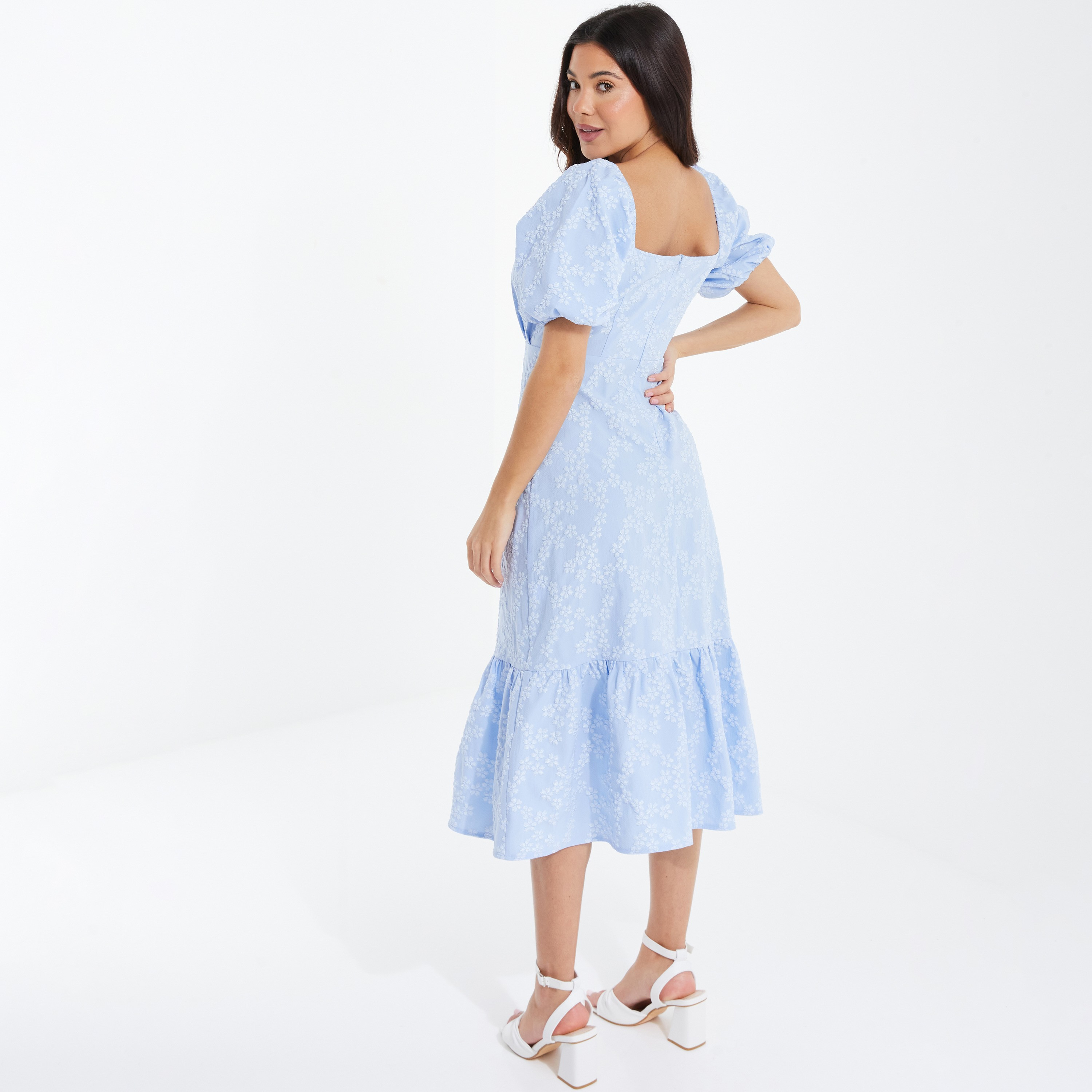 Buy Women s Quiz Applique Square Neck Swing Midi Dress Online Centrepoint UAE