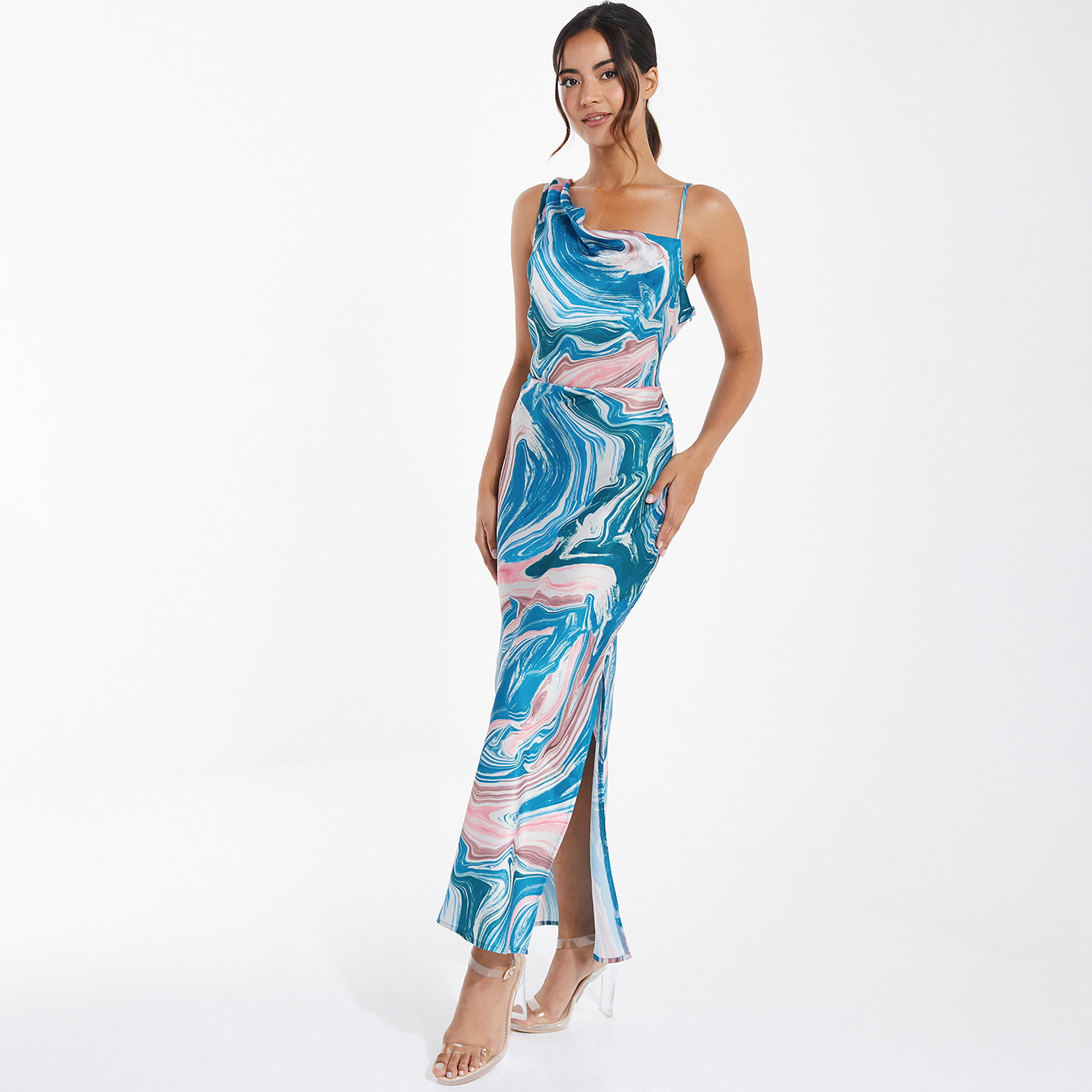 Quiz Printed One Shoulder Slit Midi Dress-women-clothing-dresses-image-2
