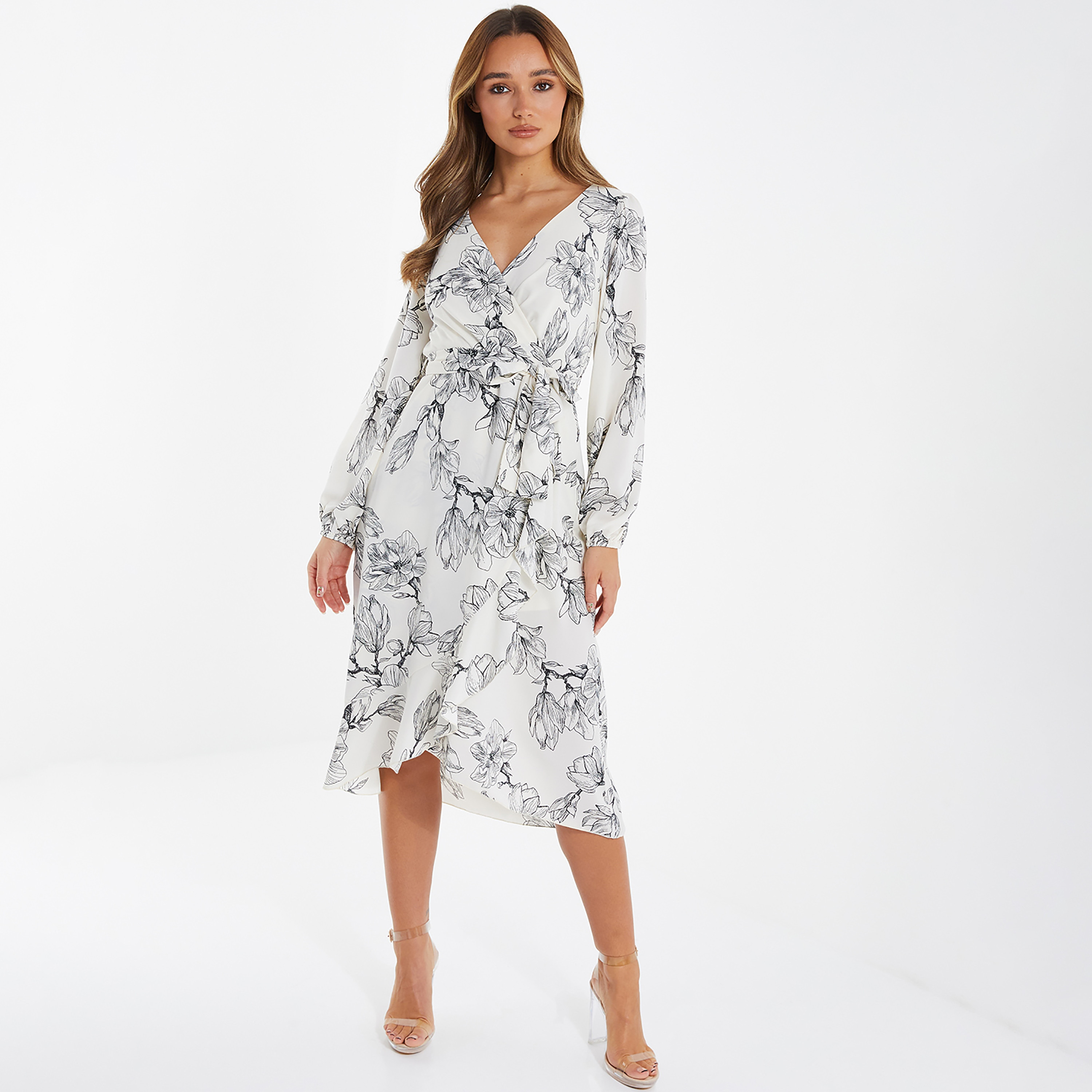 Quiz Floral V-Neck Wrap Midi Dress-women-clothing-dresses-image-1
