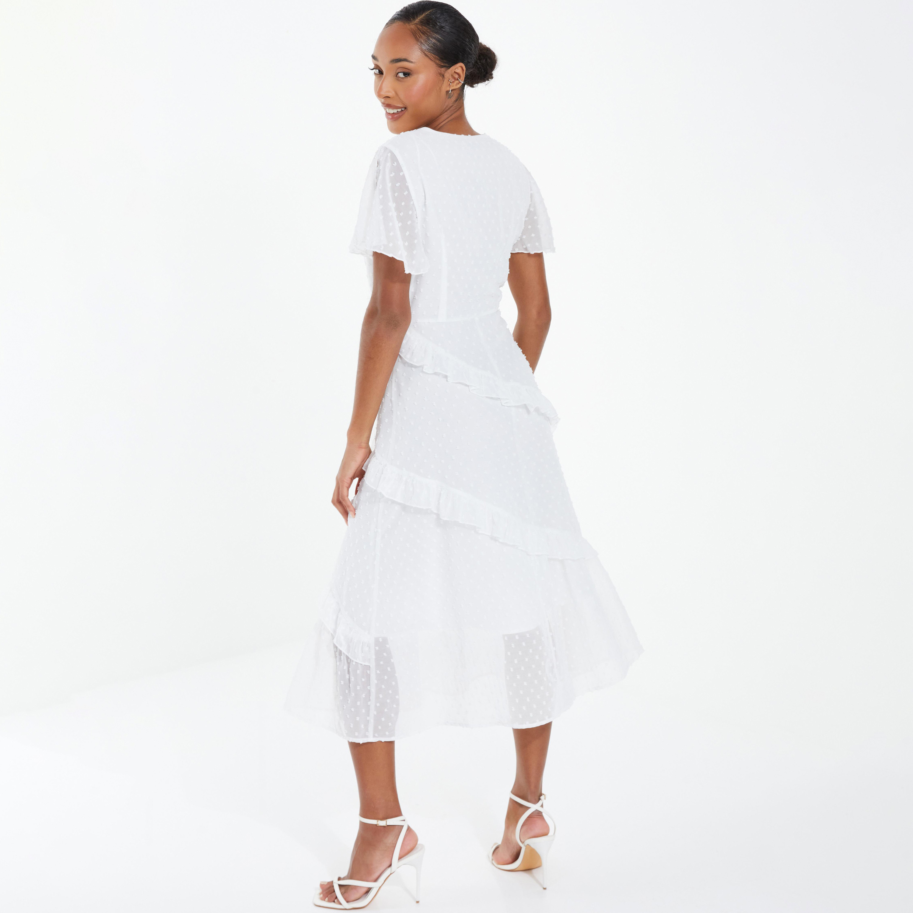  فستان متوسط الطول برقبة على شكلVمزخرفة من كويز-women-clothing-dresses-image-4