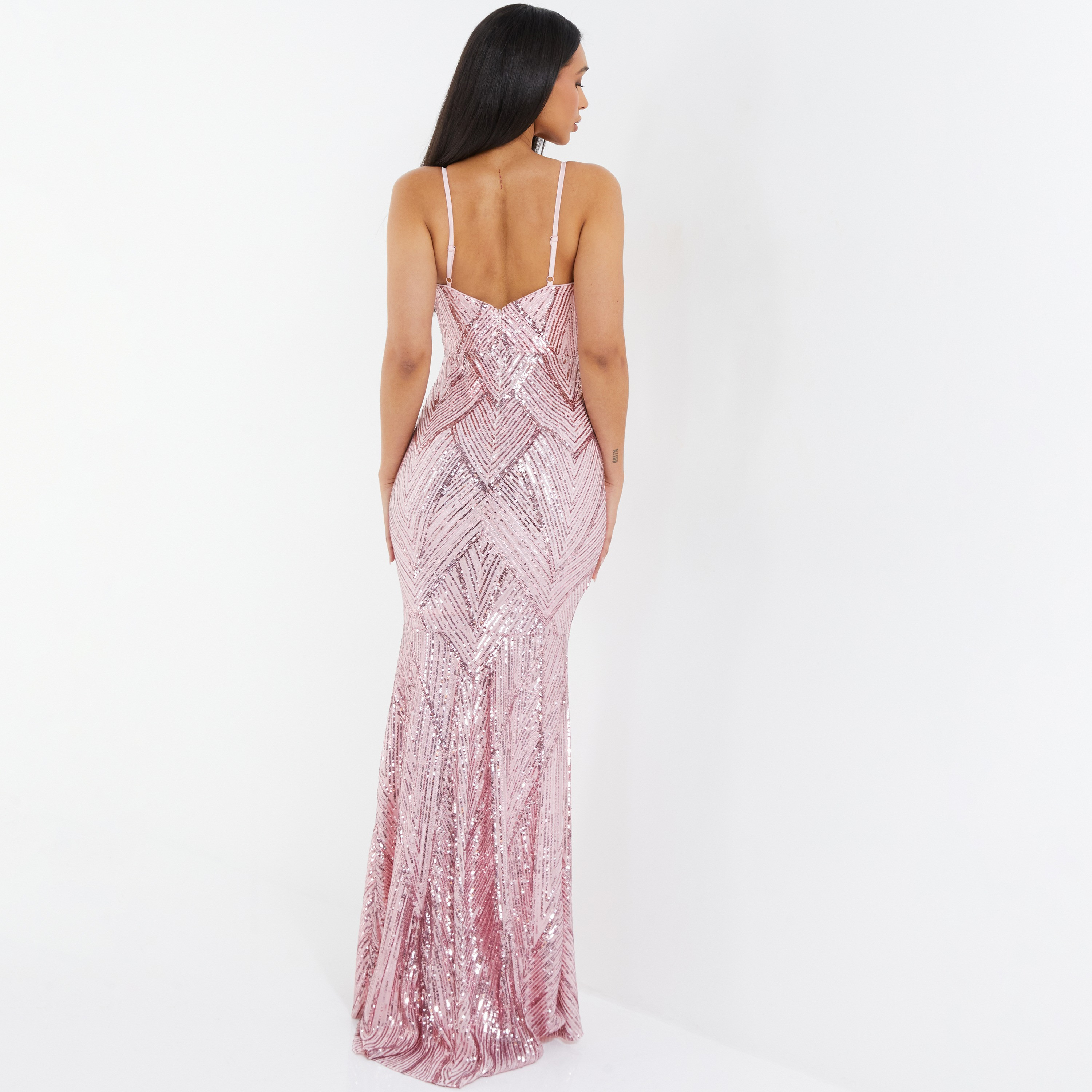 فستان بوديكون ماكسي برقبة على شكل وى مع سكوینس من كويز-women-clothing-dresses-image-4