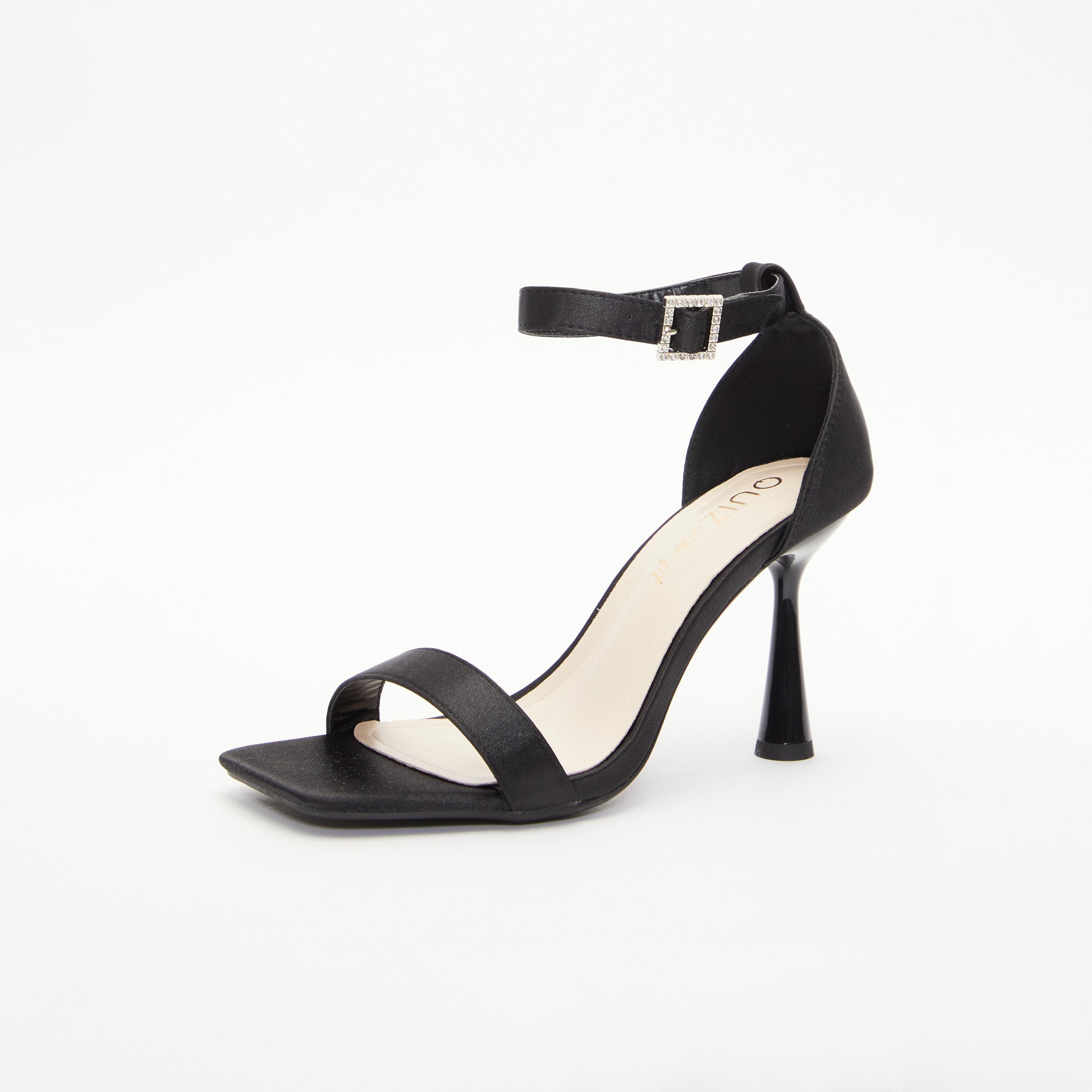 Quiz Women's Diamante Detail Ankle Strap Buckle Cone Heel Sandal | 00100037673-women-shoes-heels-image-1