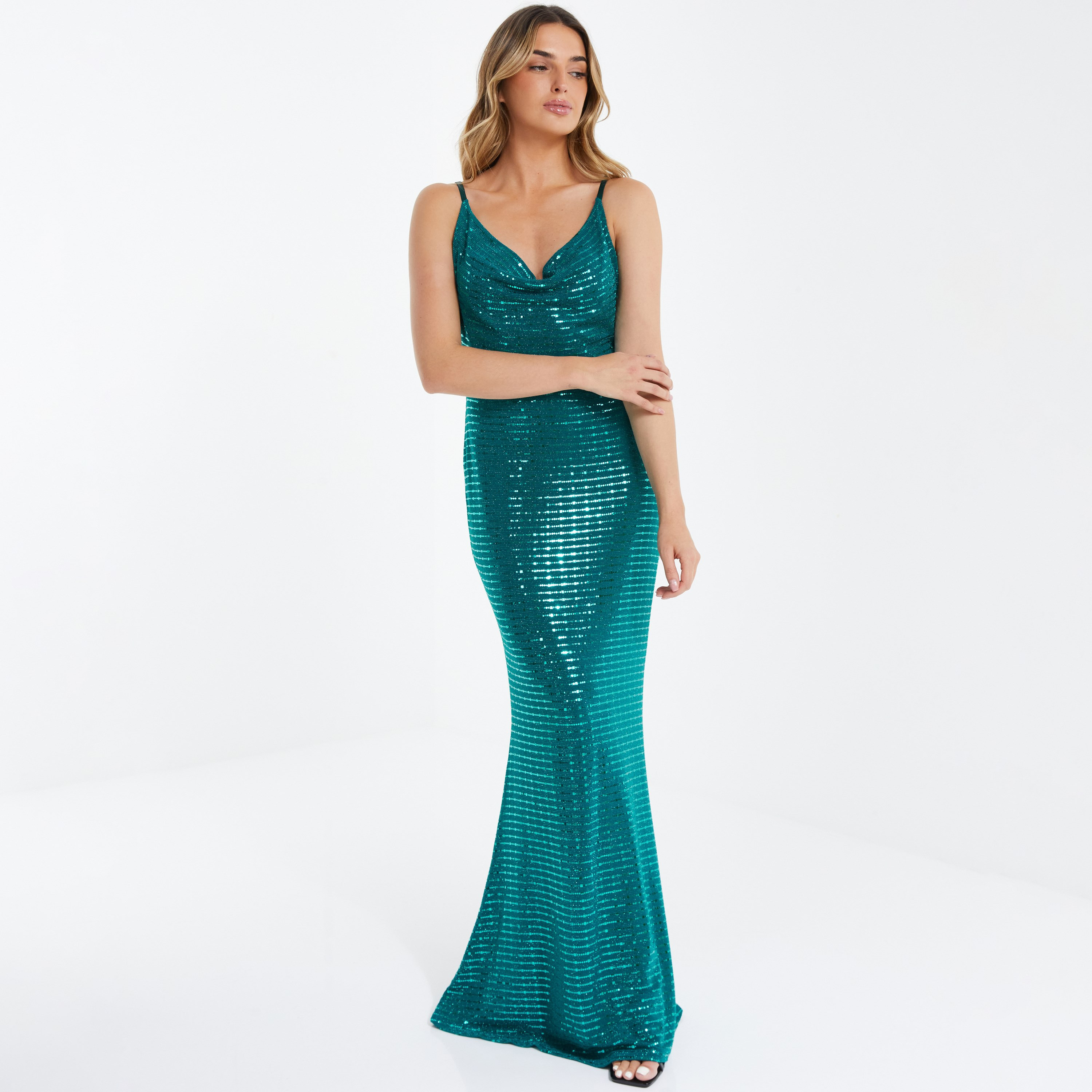 Quiz Embellished Cowl Neck Bodycon Maxi Dress-women-clothing-dresses-image-1
