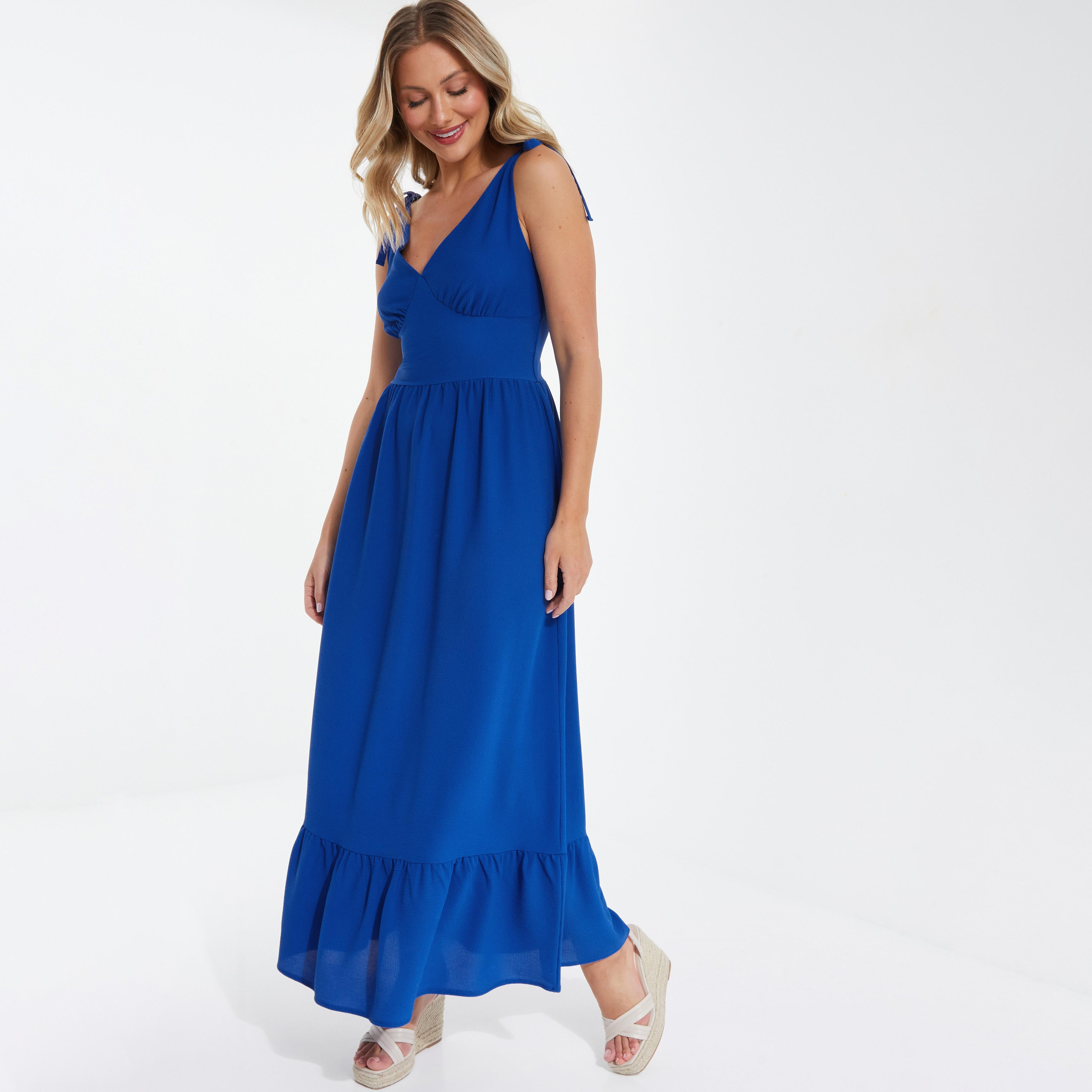  فستان ماكسي برقبة على شكل وى مزخرفة من كويز-women-clothing-dresses-image-1