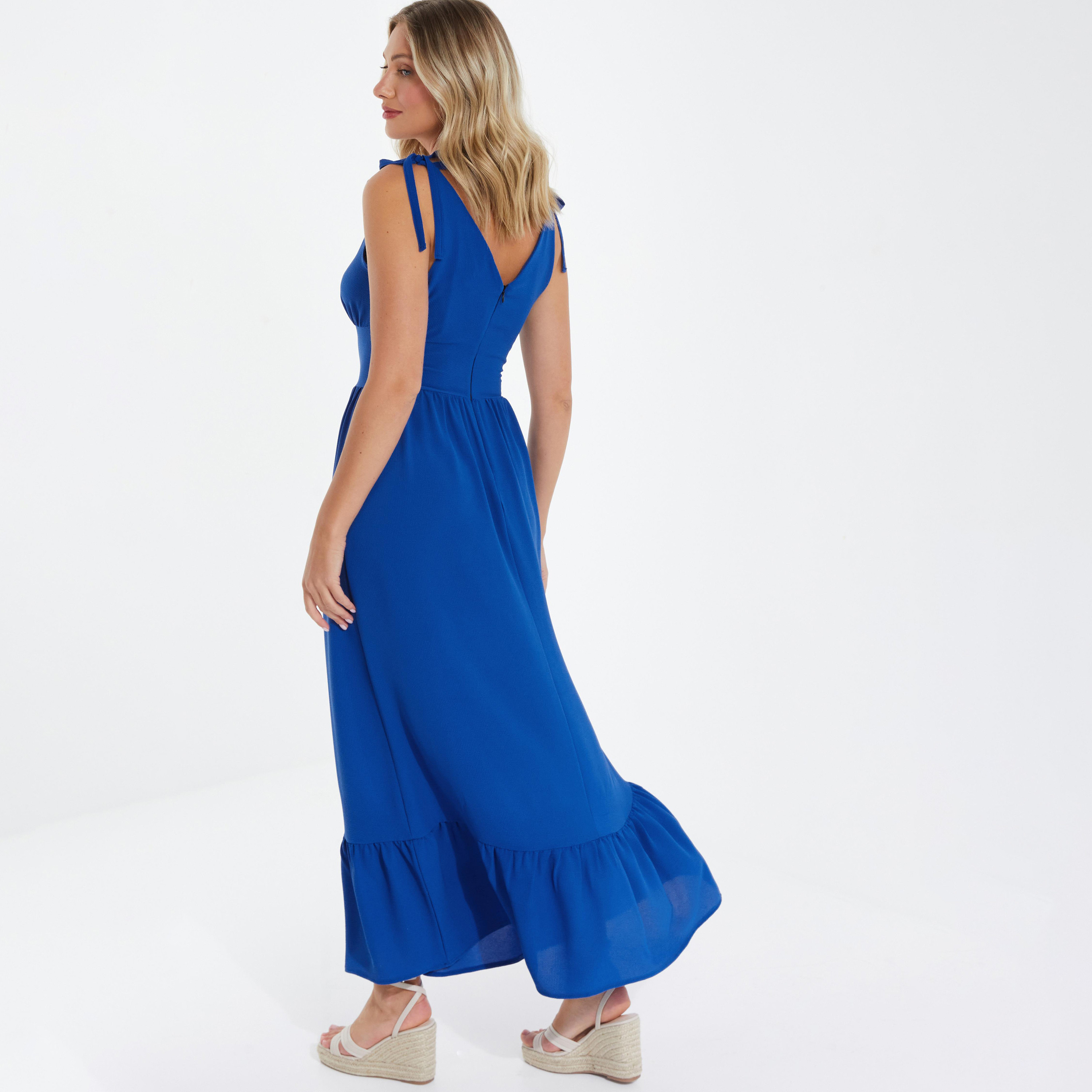  فستان ماكسي برقبة على شكل وى مزخرفة من كويز-women-clothing-dresses-image-4
