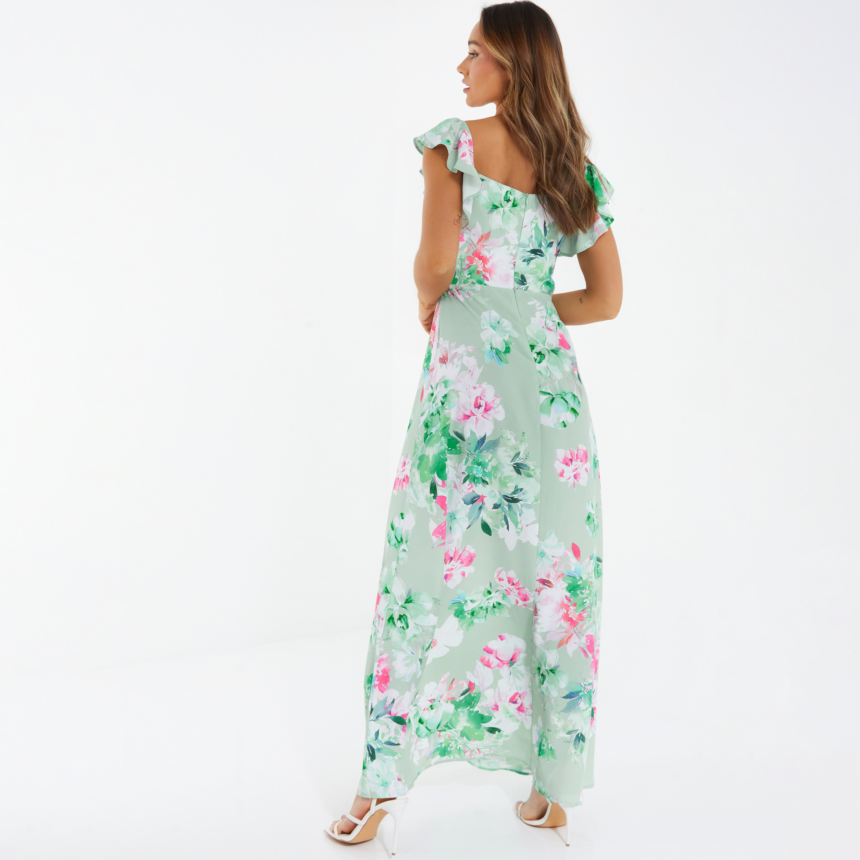 فستان ماكس بفتحة شقية على شكل قلب مطبوع عليها بالزهور من كويز-women-clothing-dresses-image-3