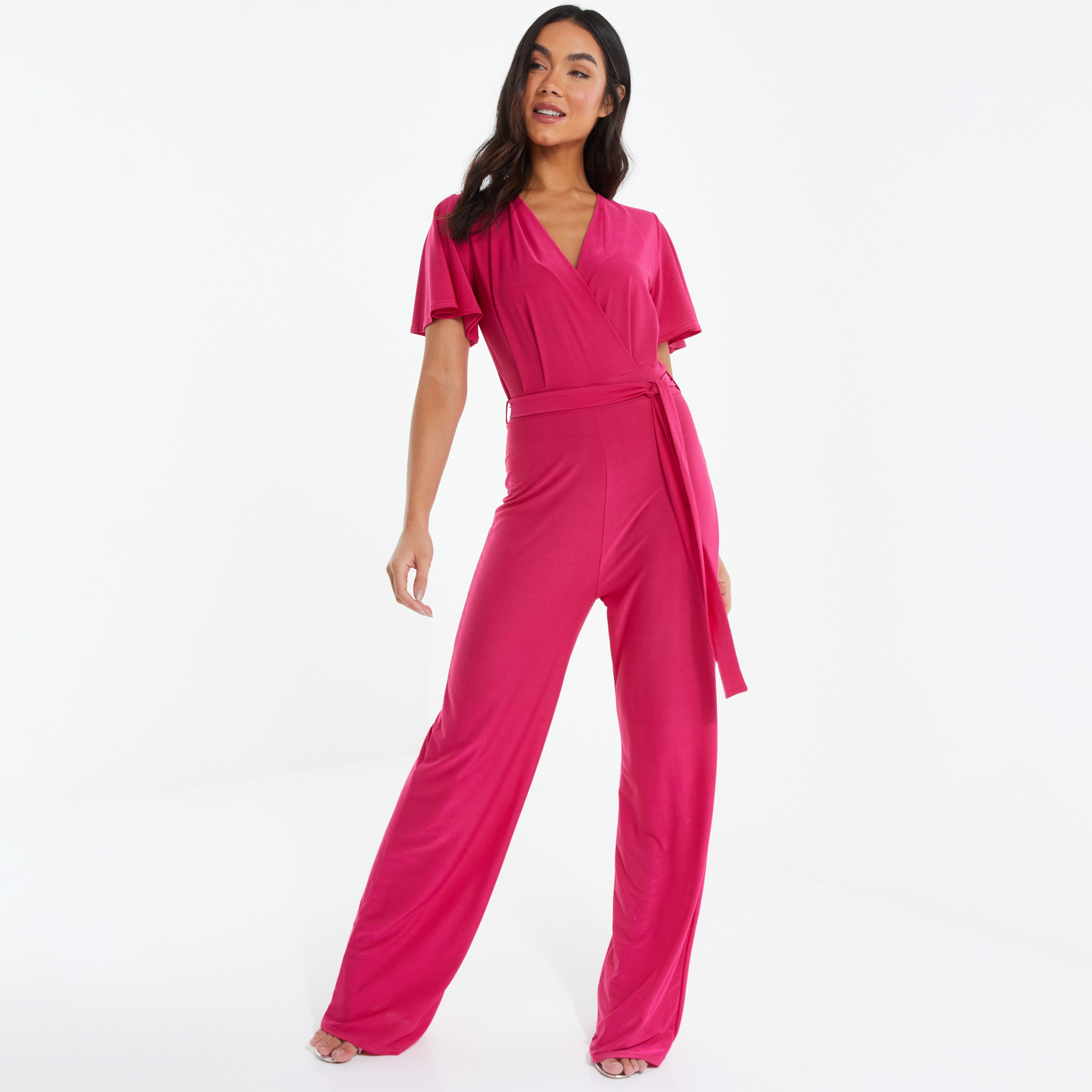 كويز - جمبسوت سادة بياقة V-women-clothing-dresses-image-1