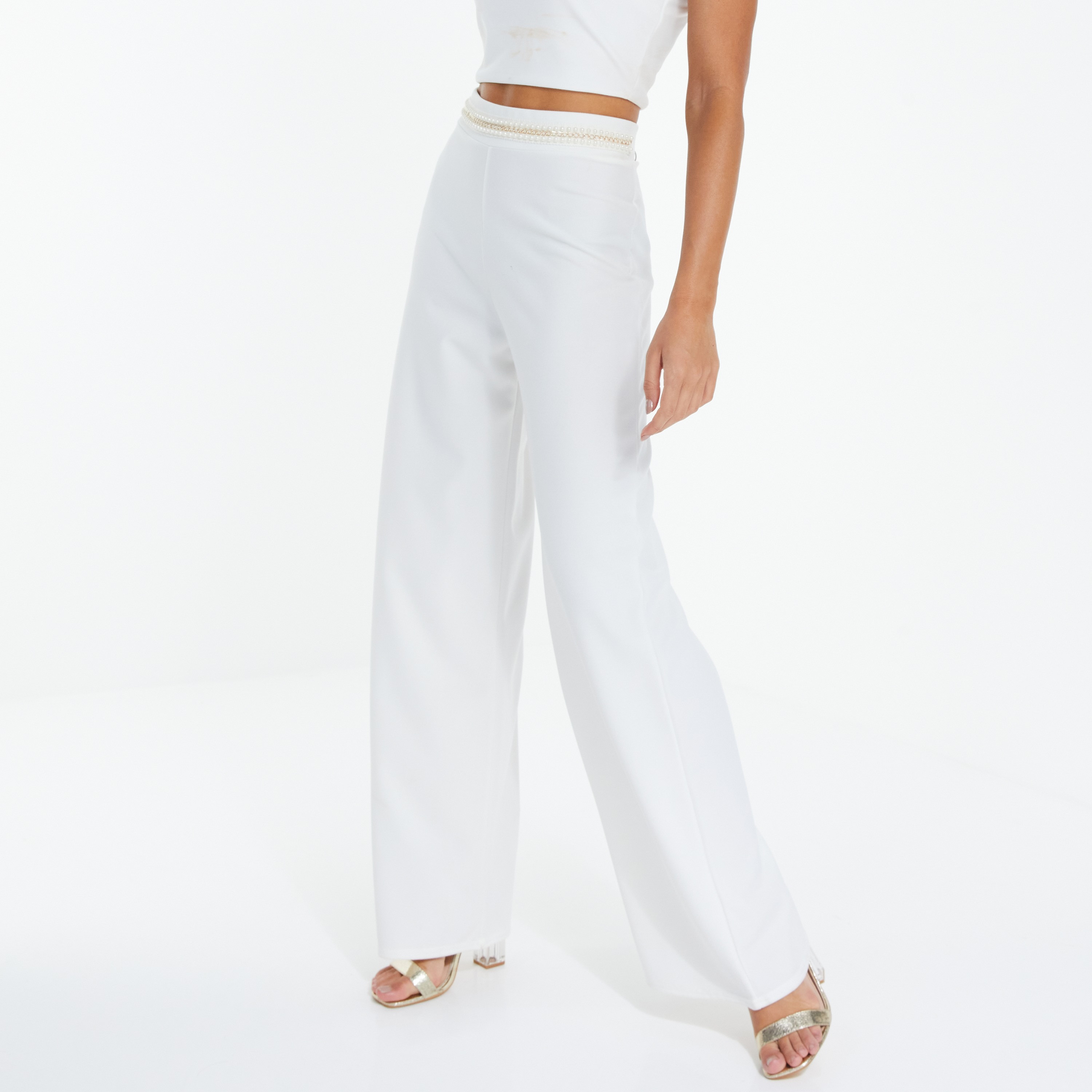 كويز - بنطال واسع بخصر عالي - مزين-women-clothing-bottoms-trousers-image-1