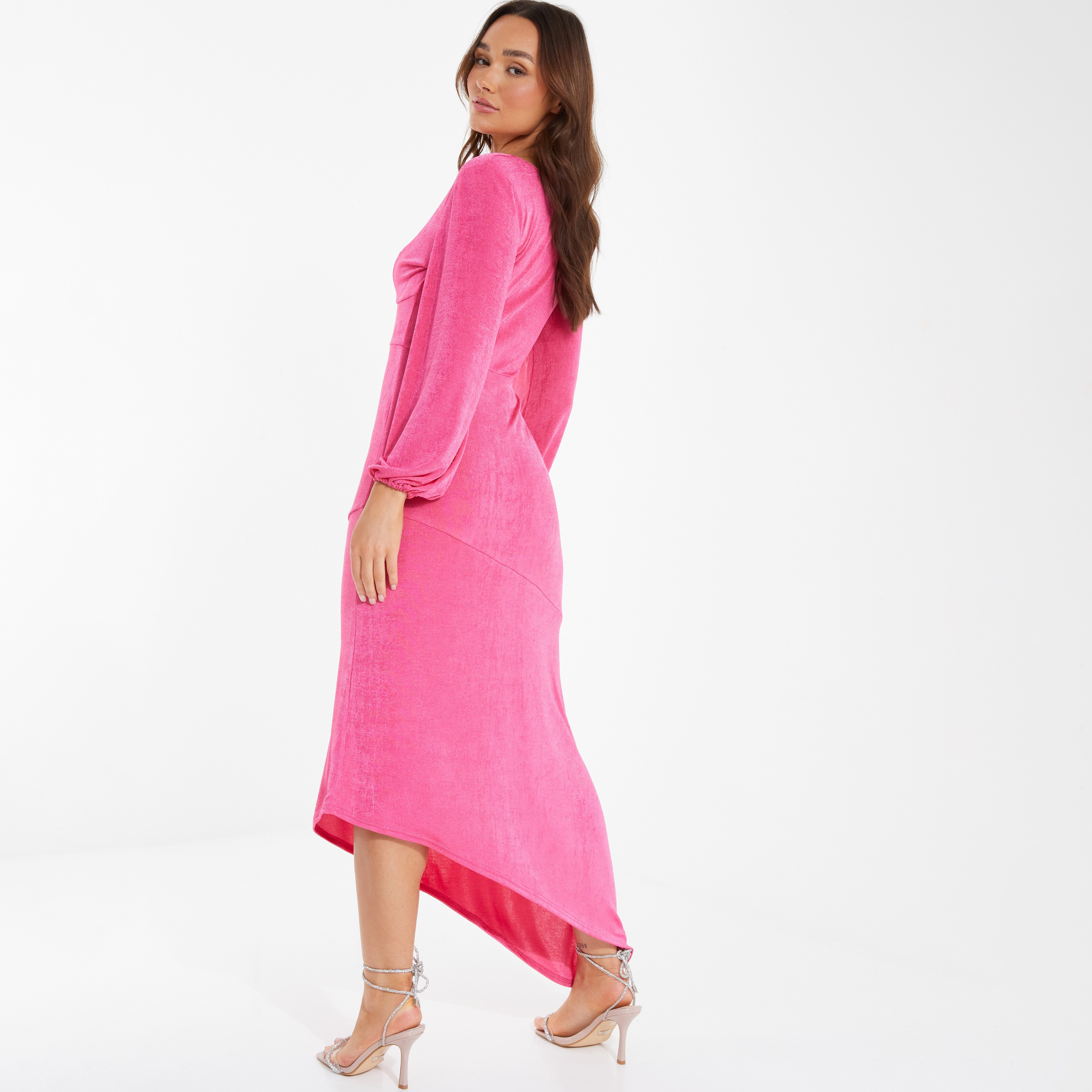 Quiz Plain V-Neck Maxi Dress-women-clothing-dresses-image-3
