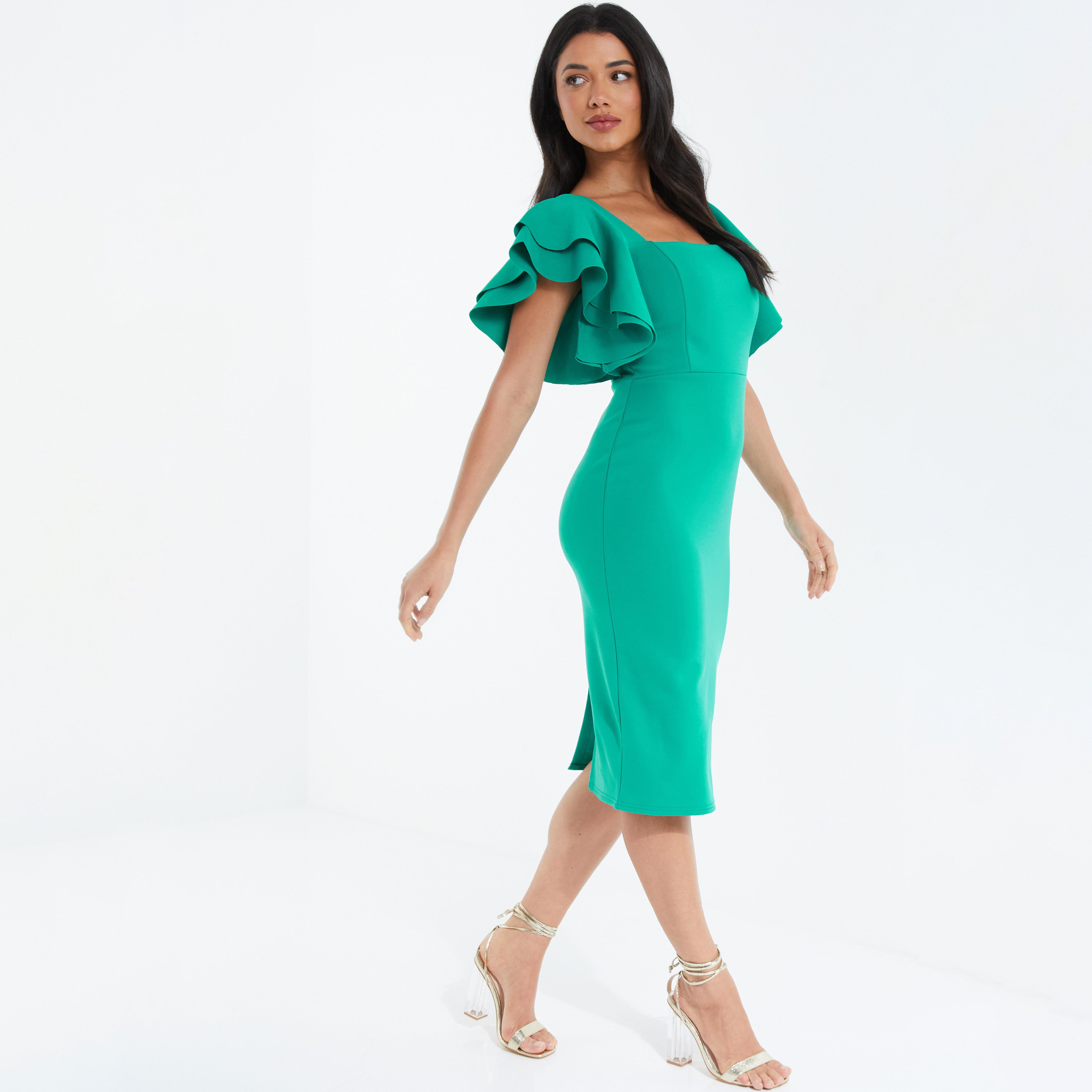 Quiz Plain Square Neck Bodycon Knee Length Dress-women-clothing-dresses-image-2