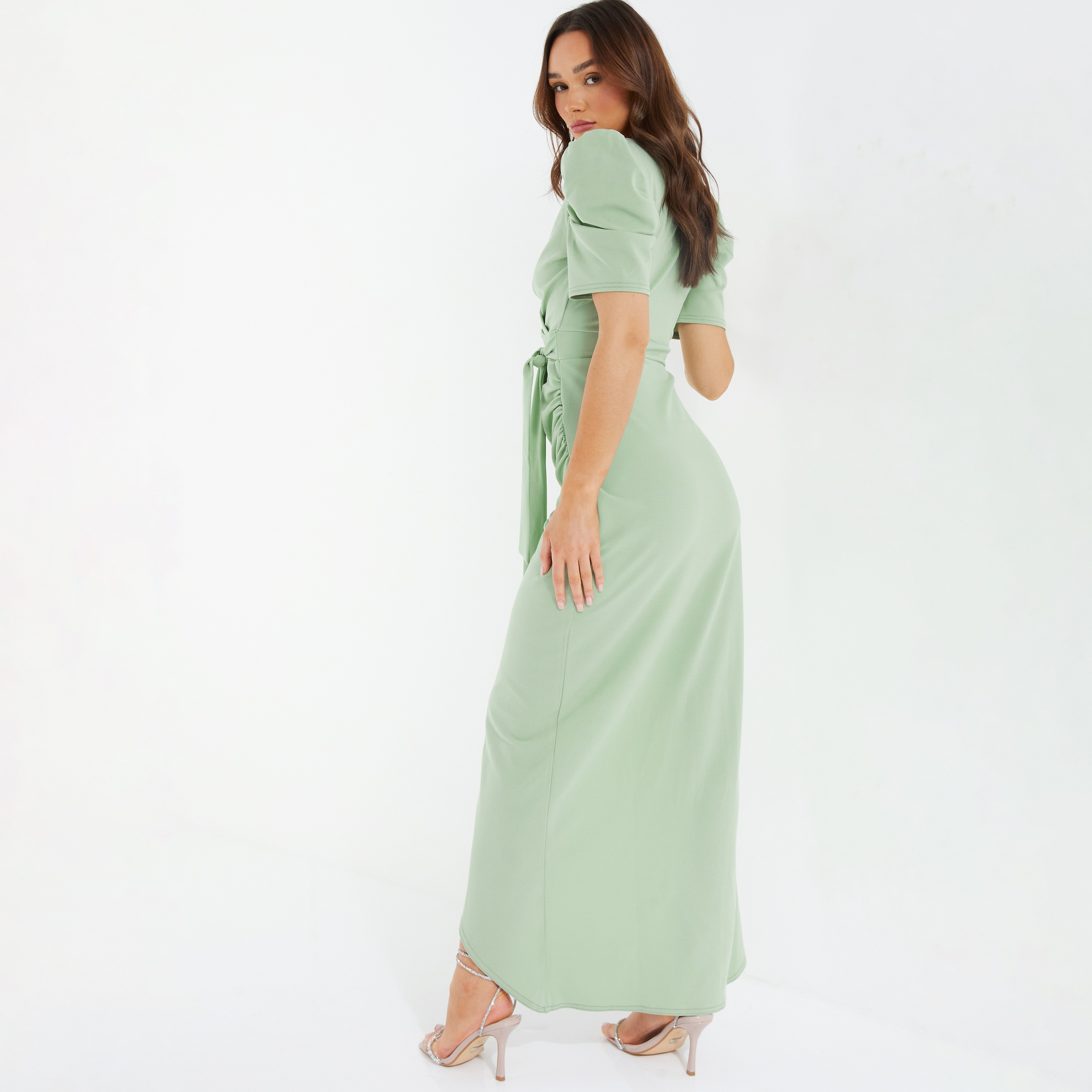 فستان ماكسي سادة ملفوف بفتحة رقبة على شكل حرف V من كويز-women-clothing-dresses-image-4