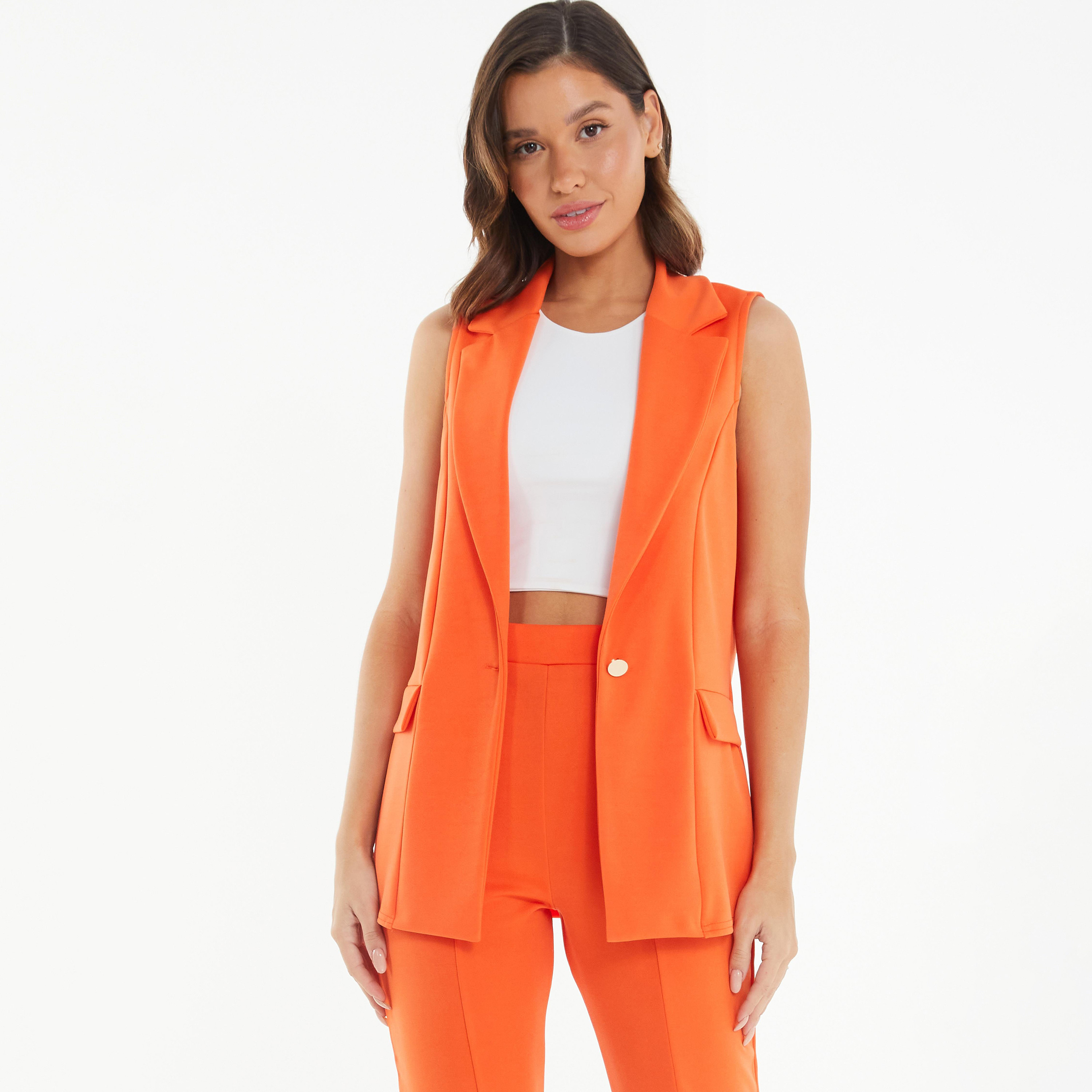  صدرية سادة بدون أكمام من كويز-women-clothing-coatsandjackets-blazers-image-1