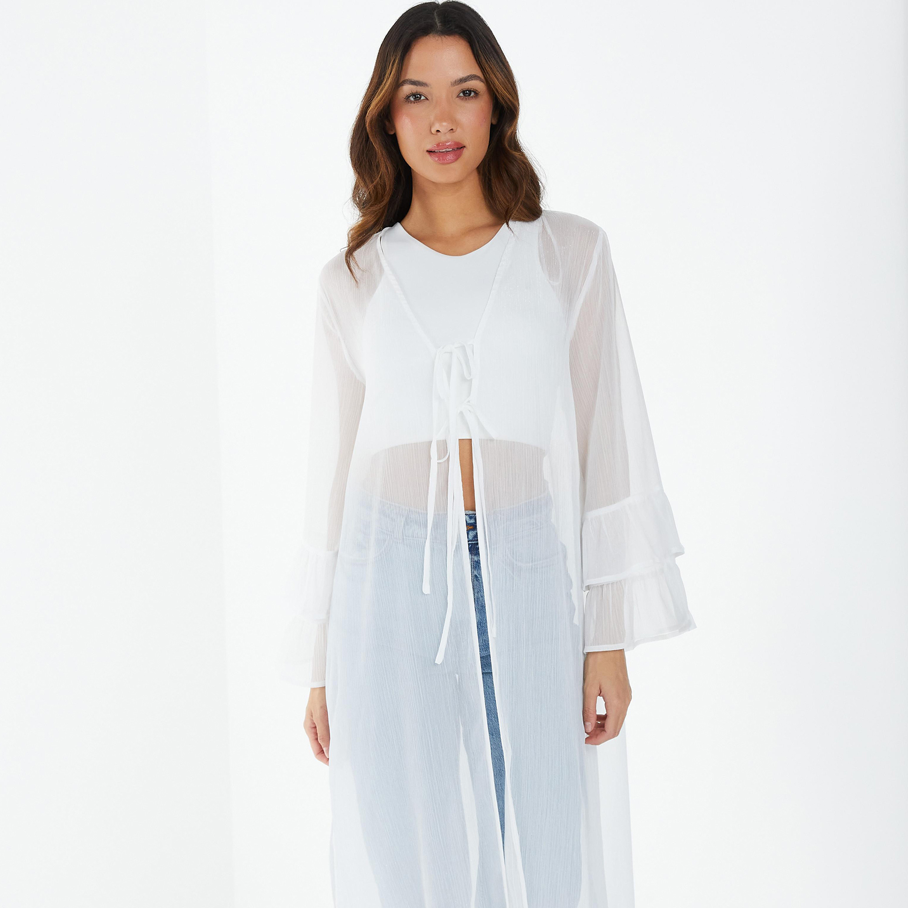  توب كامينو سادة باكمام طويلة وياقة على شكل حرفV من كويز-women-clothing-shirtsandblouses-blouses-image-2