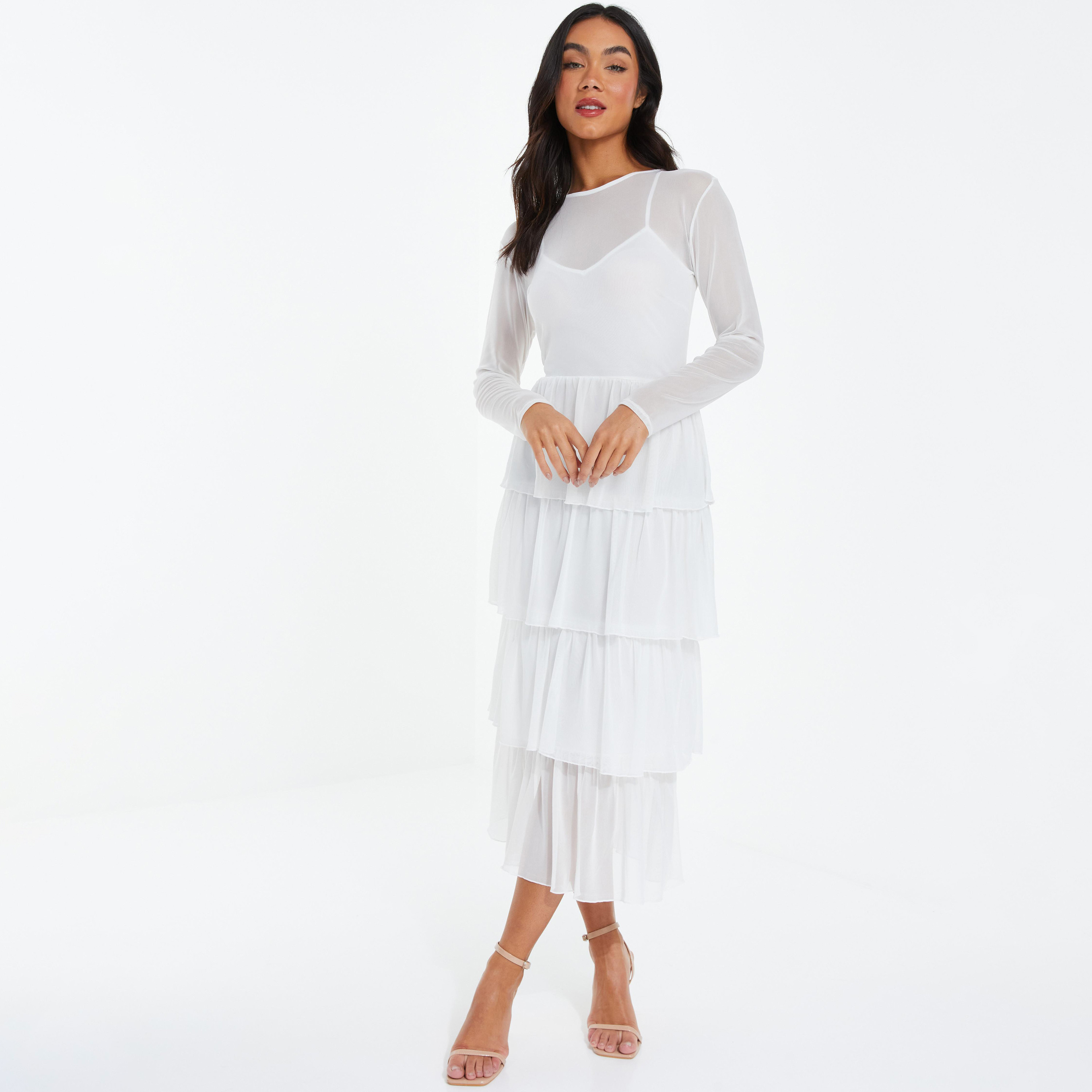 Quiz Plain Round Neck Midi Dress-women-clothing-dresses-image-1