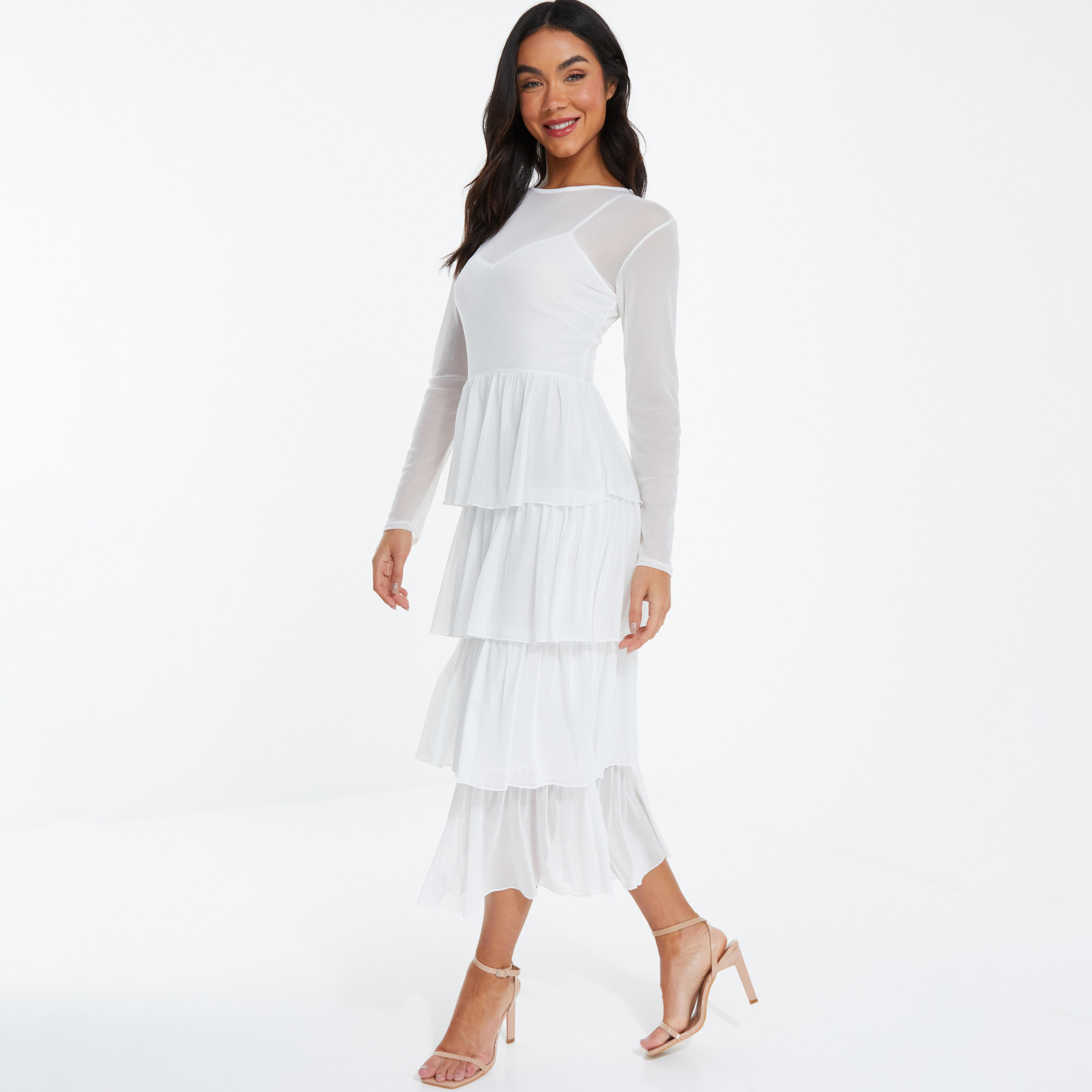 Quiz Plain Round Neck Midi Dress-women-clothing-dresses-image-2