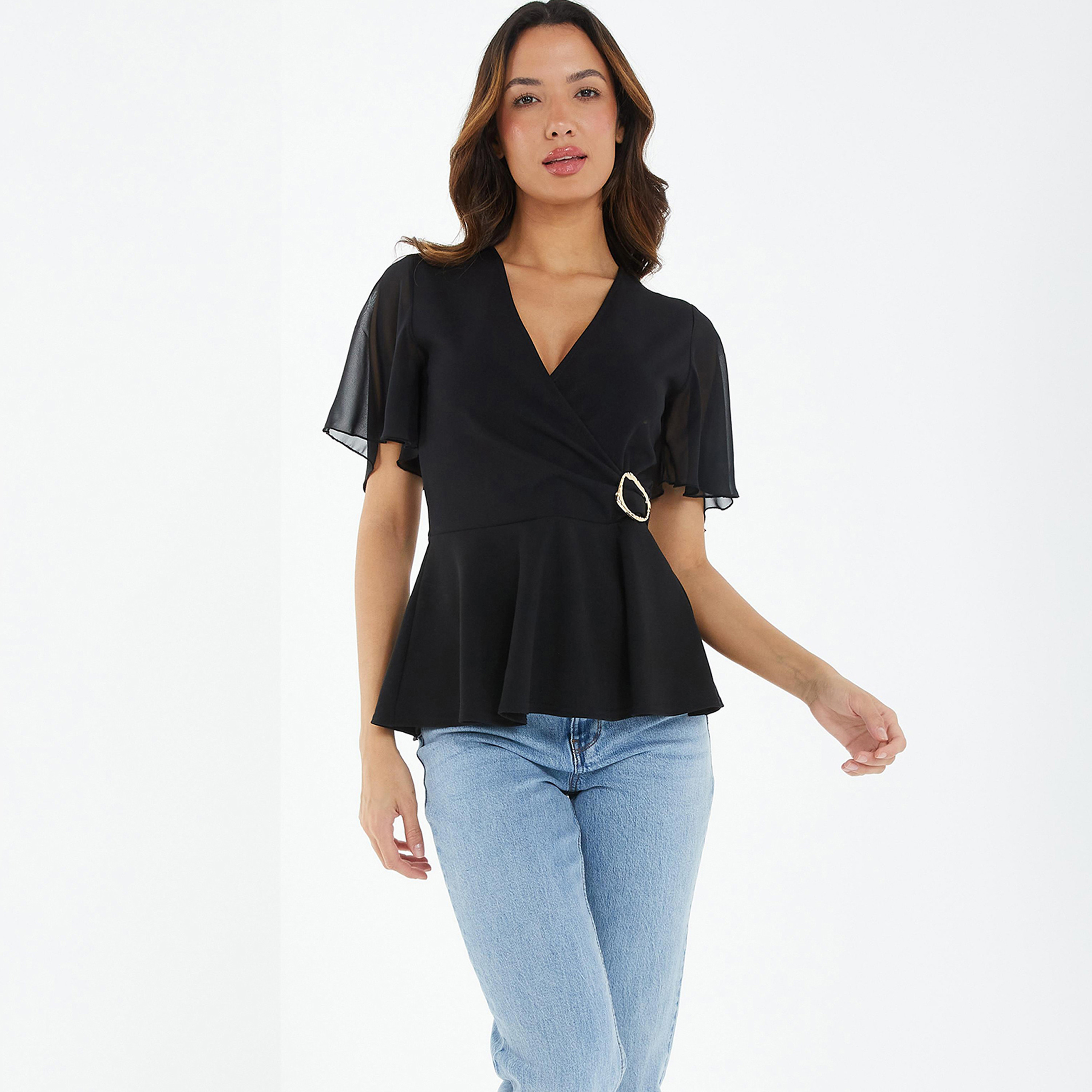 Short sleeve best sale peplum tee