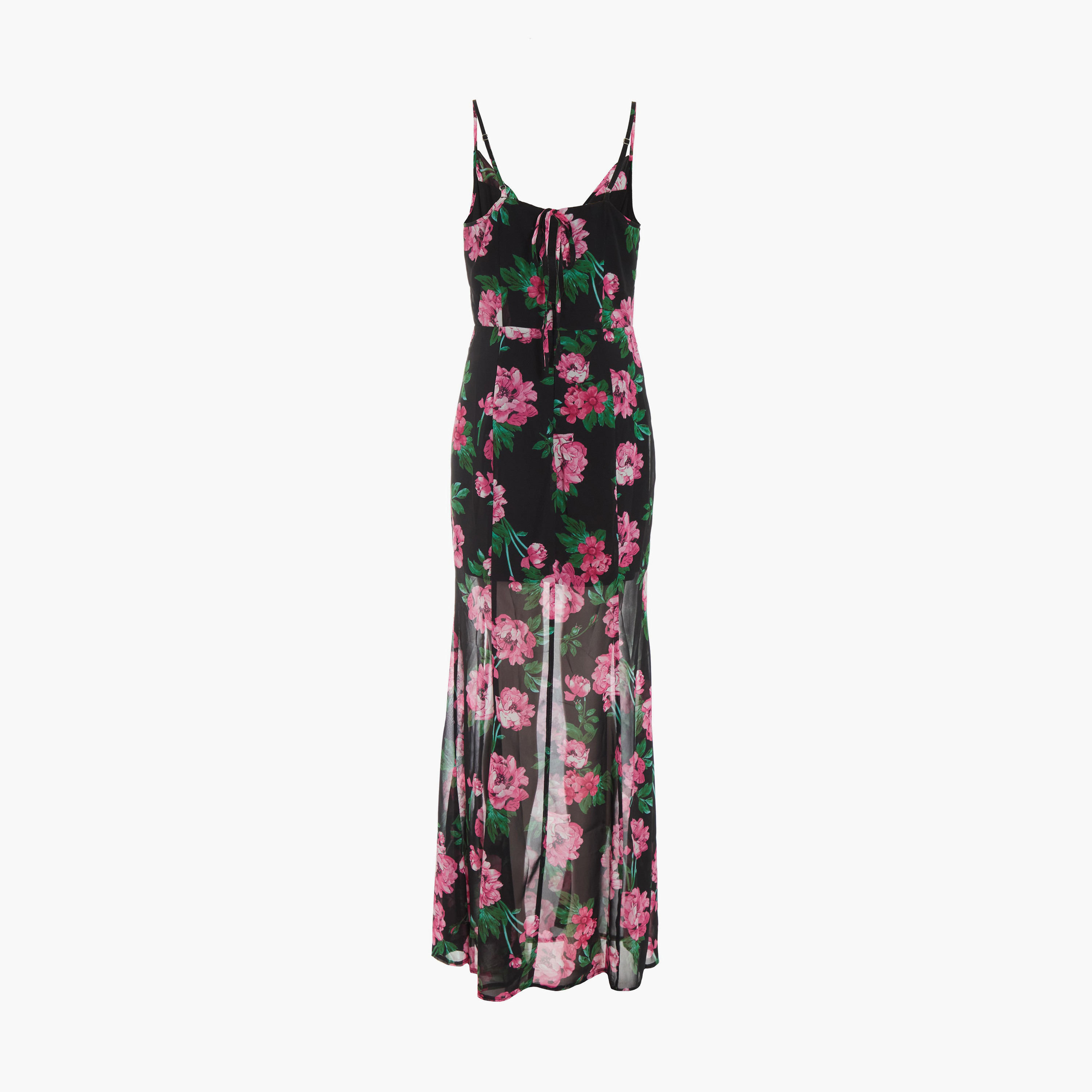كويز-  فستان سهرة ماكسي أسود/وردي من الشيفون الوردي برقبة على شكل حرف V-women-clothing-dresses-image-6